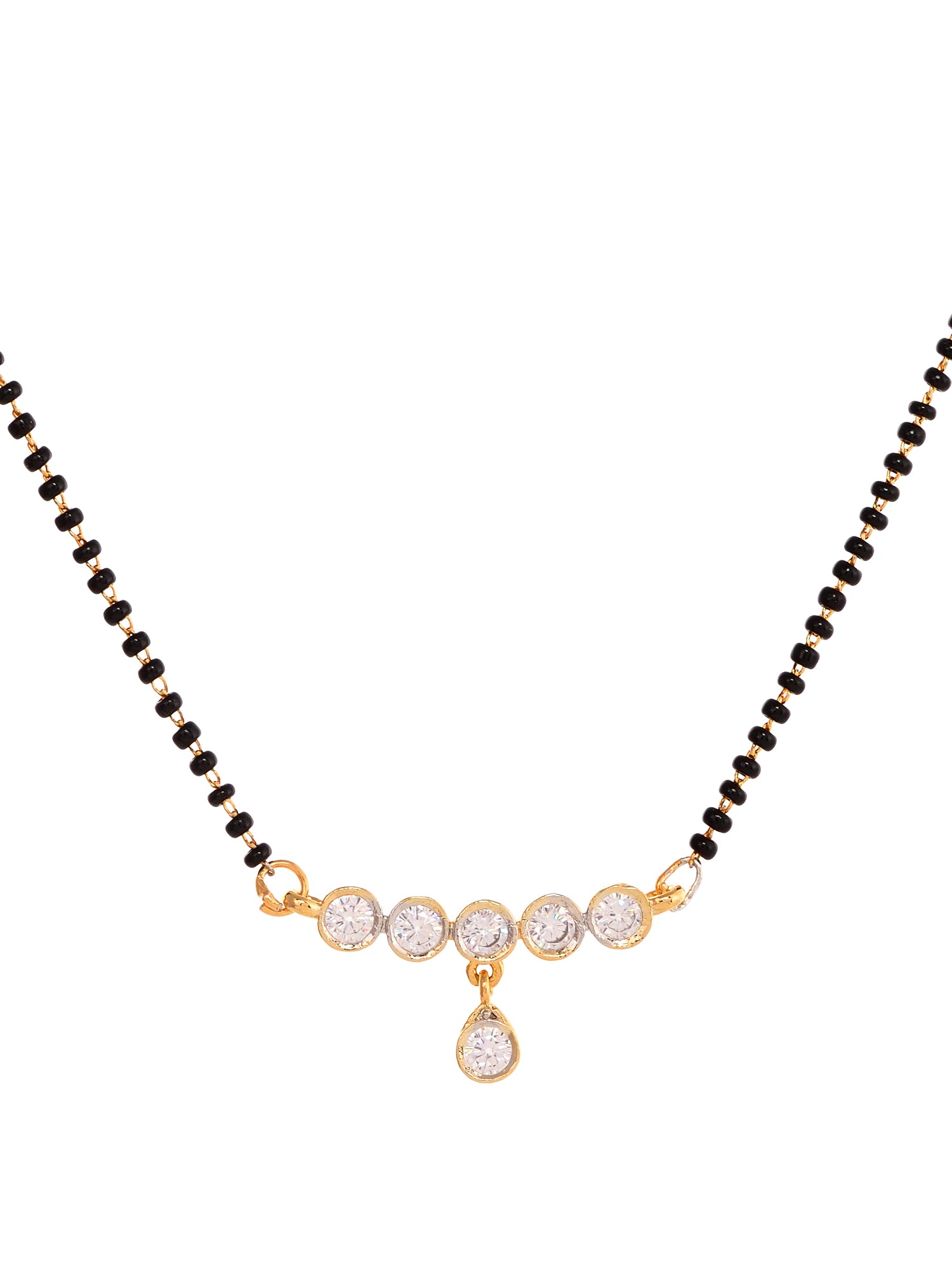 Gold Plated Black & White AD Studded & Beaded Mangalsutra Earrings, zaveri pearls, sale price rs, sale price, sale gold plated, sale gold, sale, rubans, ring, regular price, priyassi jeweller