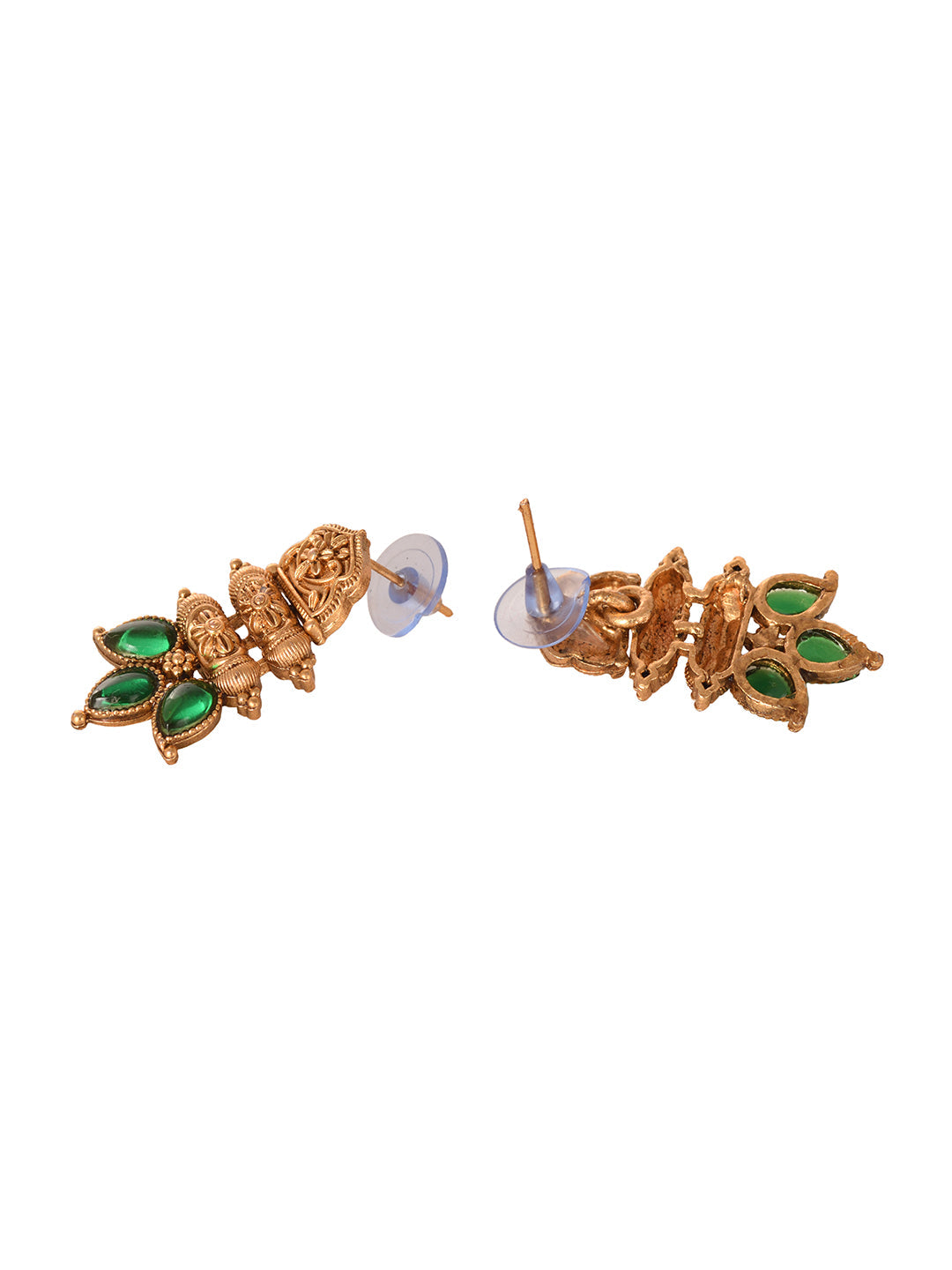 Gold Plated Green stone studded Handcrafted Leaf design Temple Jewellery Set, zaveri pearls, sale price rs, sale price, sale gold plated, sale gold, sale, rubans, ring, regular price, priyass