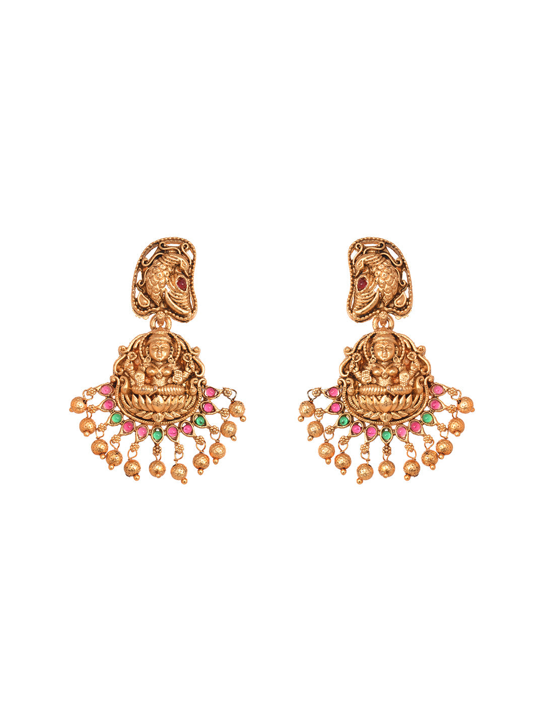 Gold Plated Multi stone studded Pearl beaded Handcrafted Temple Jewellerey Set, zaveri pearls, sale price rs, sale price, sale gold plated, sale gold, sale, rubans, ring, regular price, priya