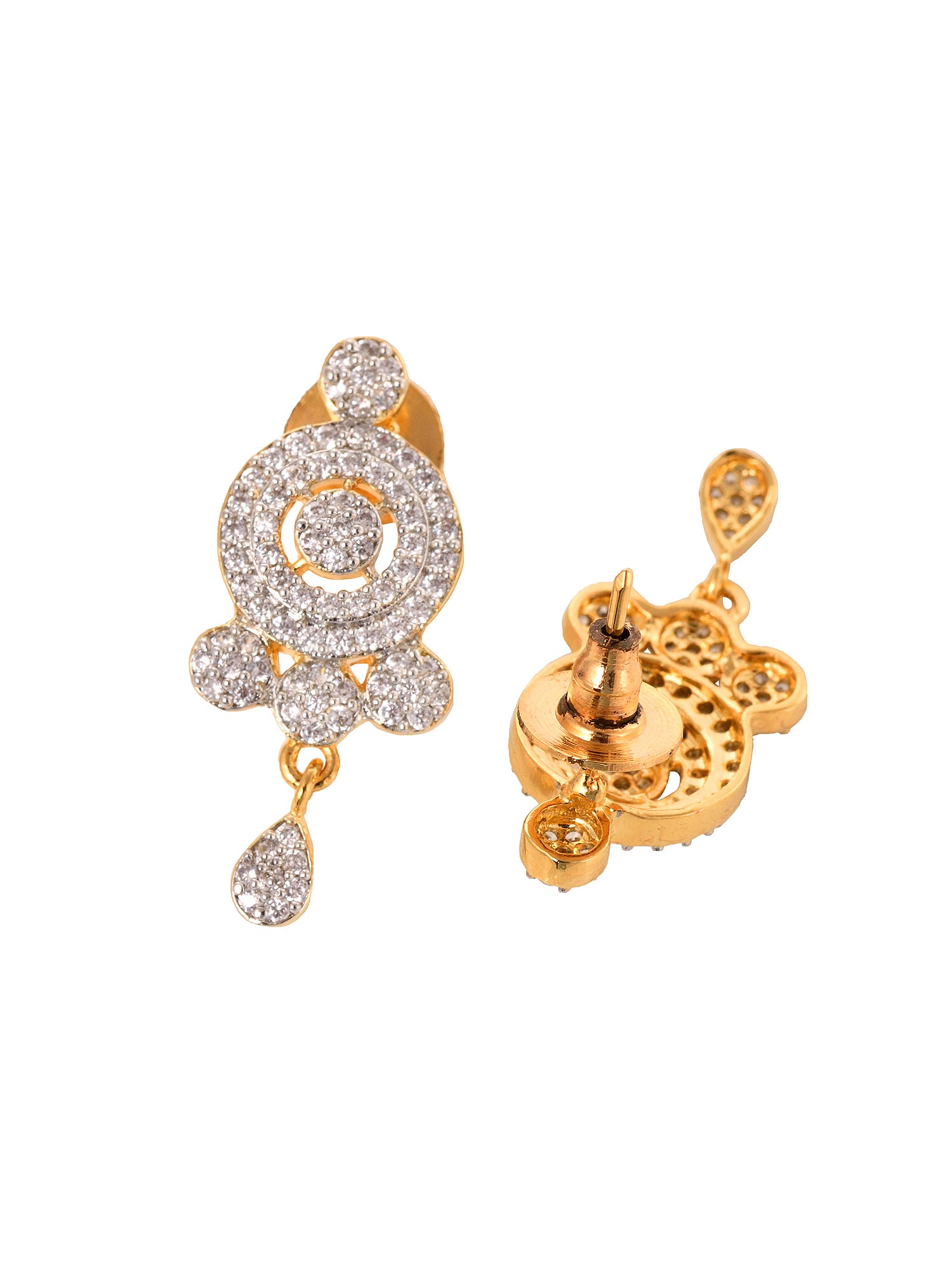 Gold Plated Black & White AD Studded & Beaded Mangalsutra Earrings, zaveri pearls, sale price rs, sale price, sale gold plated, sale gold, sale, rubans, ring, regular price, priyassi jeweller