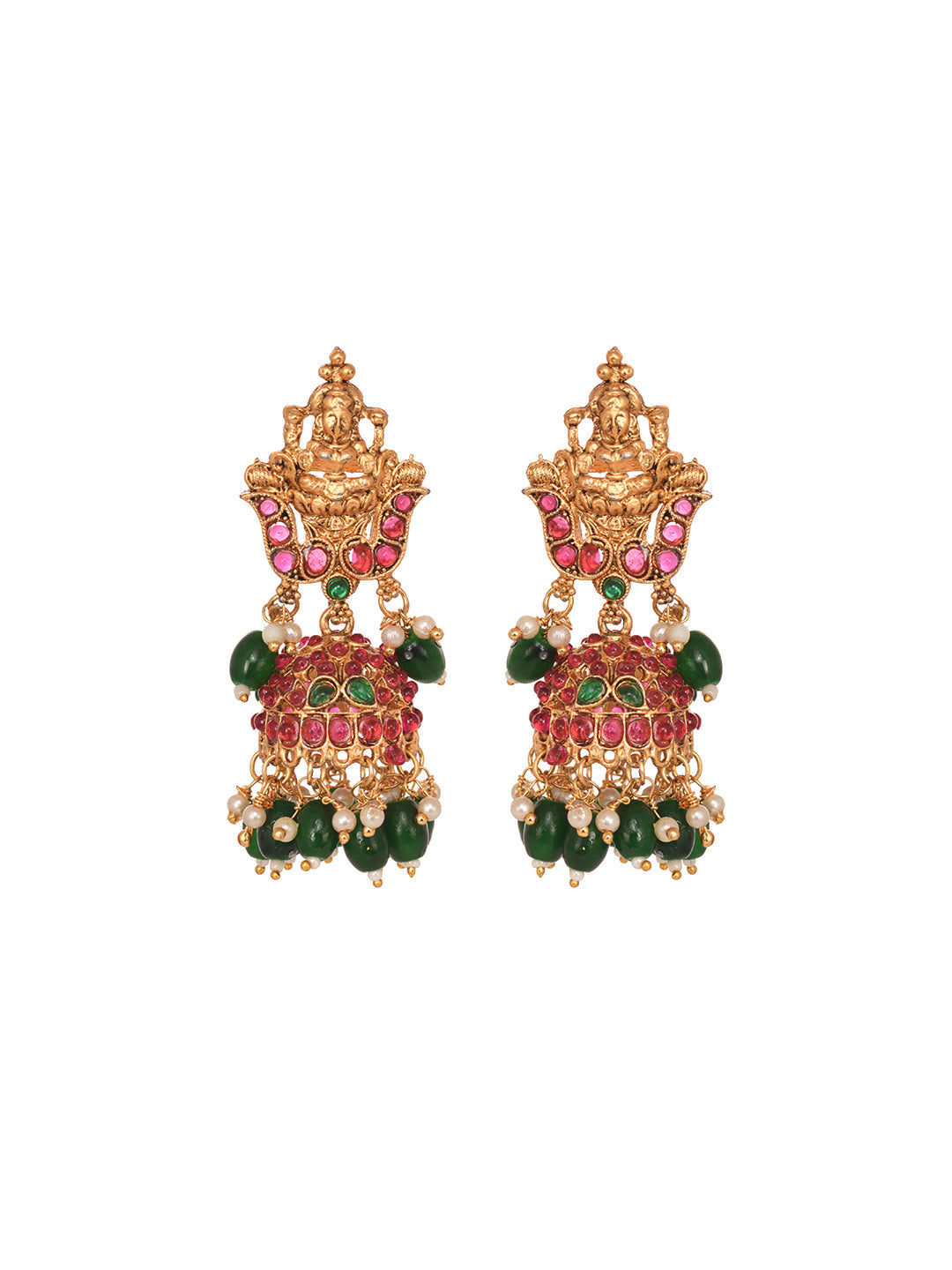 Gold Plated Kemp stone studded Temple design Necklace Green beads Jewellery set, zaveri pearls, sale price rs, sale price, sale gold plated, sale gold, sale, rubans, ring, regular price, priy