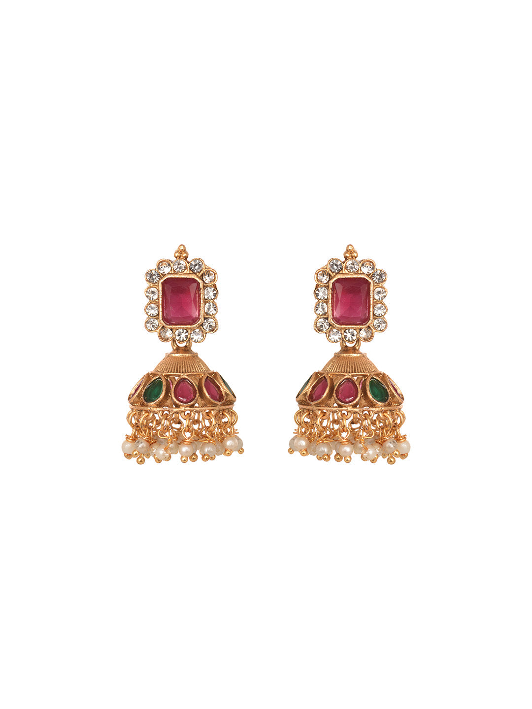 Gold Plated Green & Red stone studded Handcrafted Exquisite Design Lakshmi ji Temple Jewellery Set, zaveri pearls, sale price rs, sale price, sale gold plated, sale gold, sale, rubans, ring, 