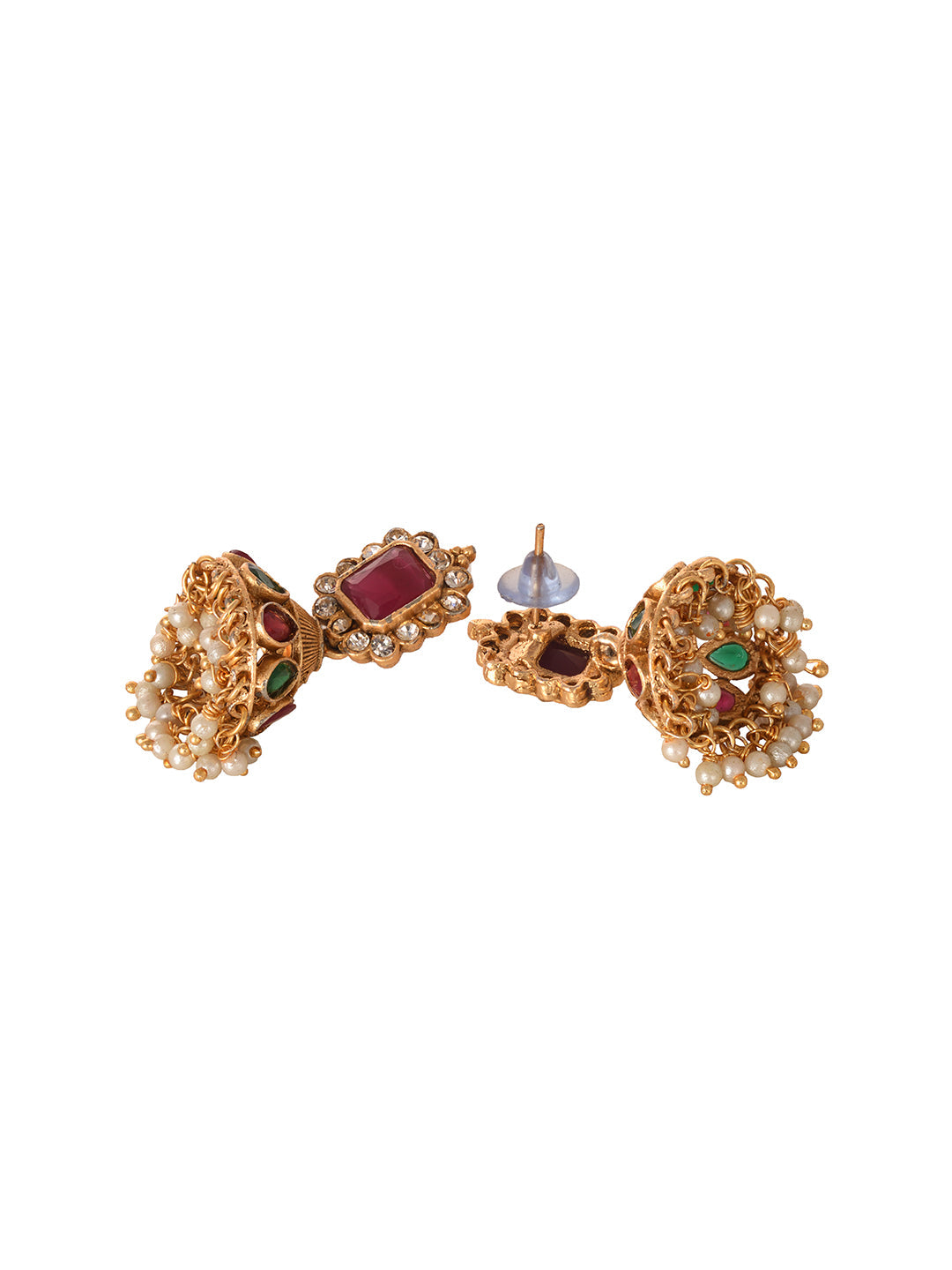 Gold Plated Green & Red stone studded Handcrafted Exquisite Design Lakshmi ji Temple Jewellery Set, zaveri pearls, sale price rs, sale price, sale gold plated, sale gold, sale, rubans, ring, 
