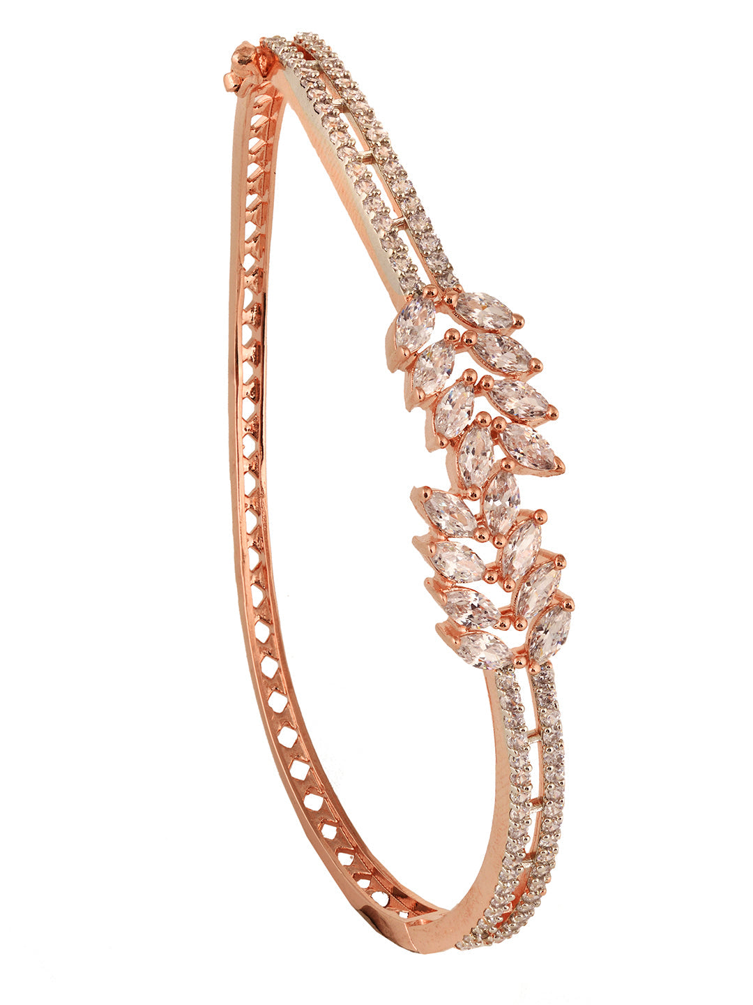 Rose Gold Plated Marquis AD Studded Kada Bracelet, zaveri pearls, sale price rs, sale price, sale gold plated, sale gold, sale, rubans, ring, regular price, priyassi jewellery, kushal's - Sar