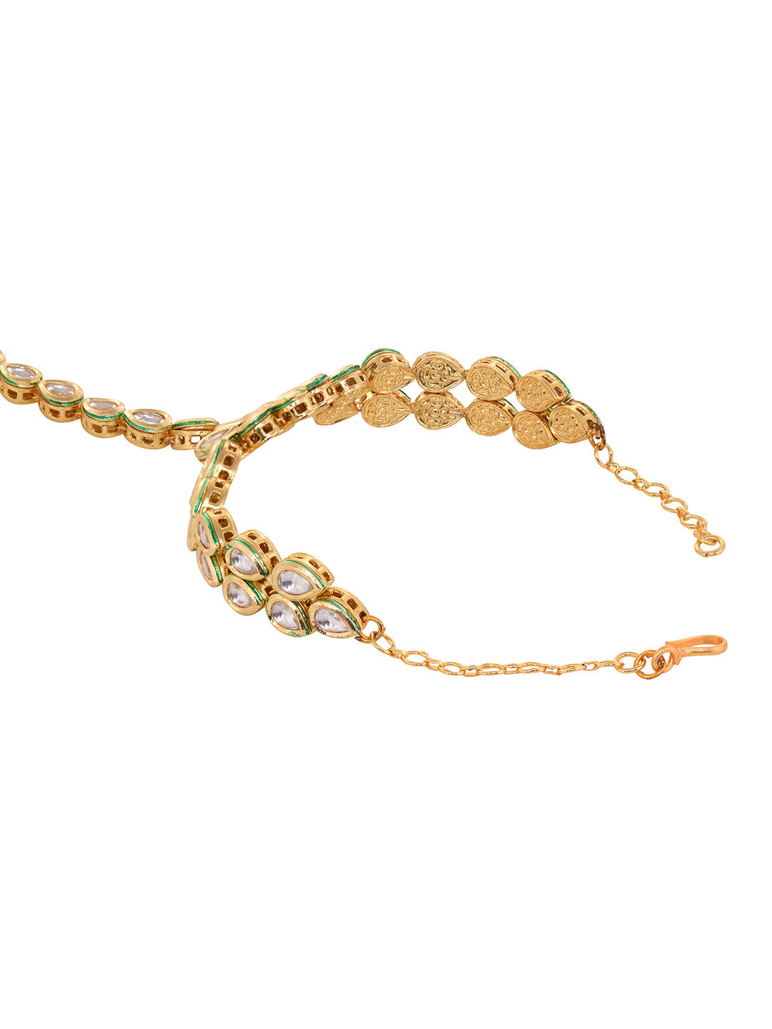 Gold Plated Kundan Studded Floral Ring Bracelet Hathphool, zaveri pearls, sale price rs, sale price, sale gold plated, sale gold, sale, rubans, ring, regular price, priyassi jewellery, kushal