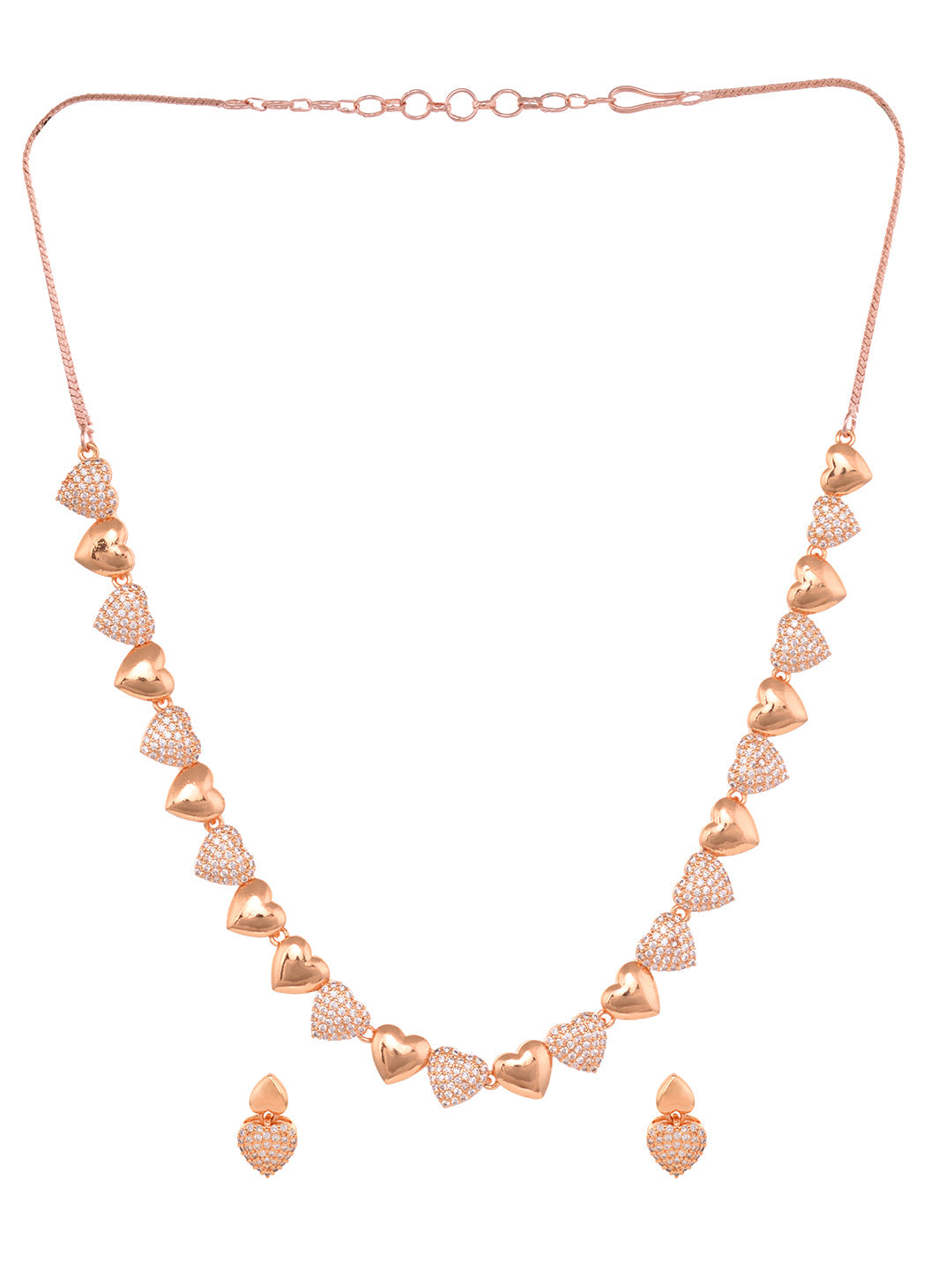 Gold Plated AD Studded Heart shaped Handcrafted Necklace Jewellery Set, zaveri pearls, sale price rs, sale price, sale gold plated, sale gold, sale, rubans, ring, regular price, priyassi jewe