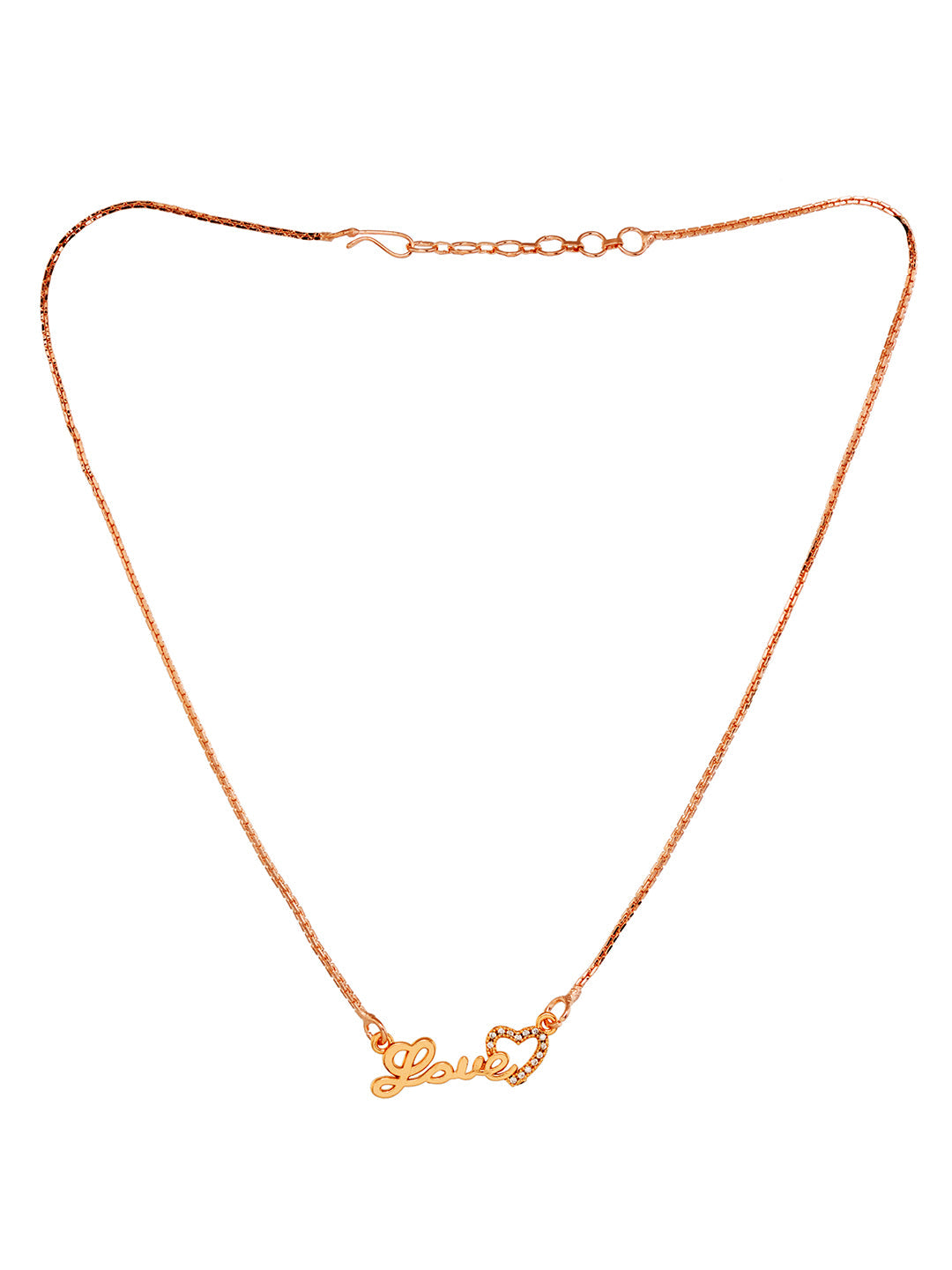Matt Rose Gold Toned Love Minimal Chain Necklace, zaveri pearls, sale price rs, sale price, sale gold plated, sale gold, sale, rubans, ring, regular price, priyassi jewellery, kushal's - Sara