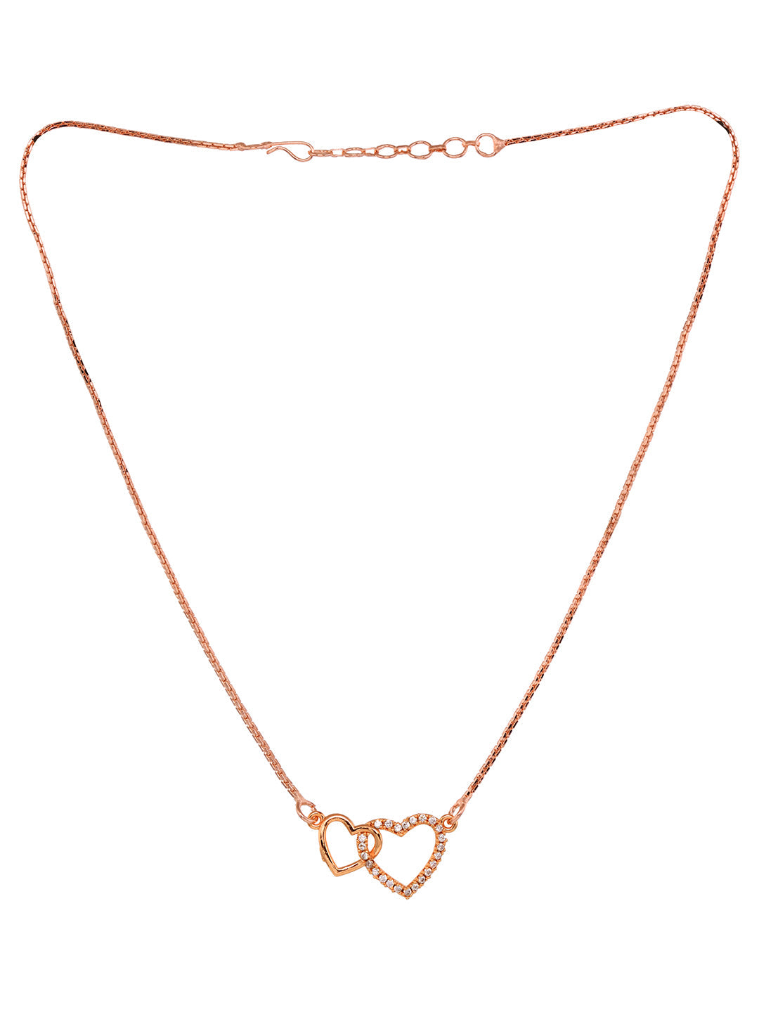 Matt Rose Gold Toned Heart shaped Minimal Chain Necklace, zaveri pearls, sale price rs, sale price, sale gold plated, sale gold, sale, rubans, ring, regular price, priyassi jewellery, kushal'