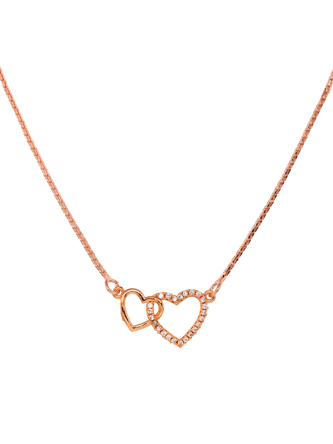 Matt Rose Gold Toned Heart shaped Minimal Chain Necklace, zaveri pearls, sale price rs, sale price, sale gold plated, sale gold, sale, rubans, ring, regular price, priyassi jewellery, kushal'