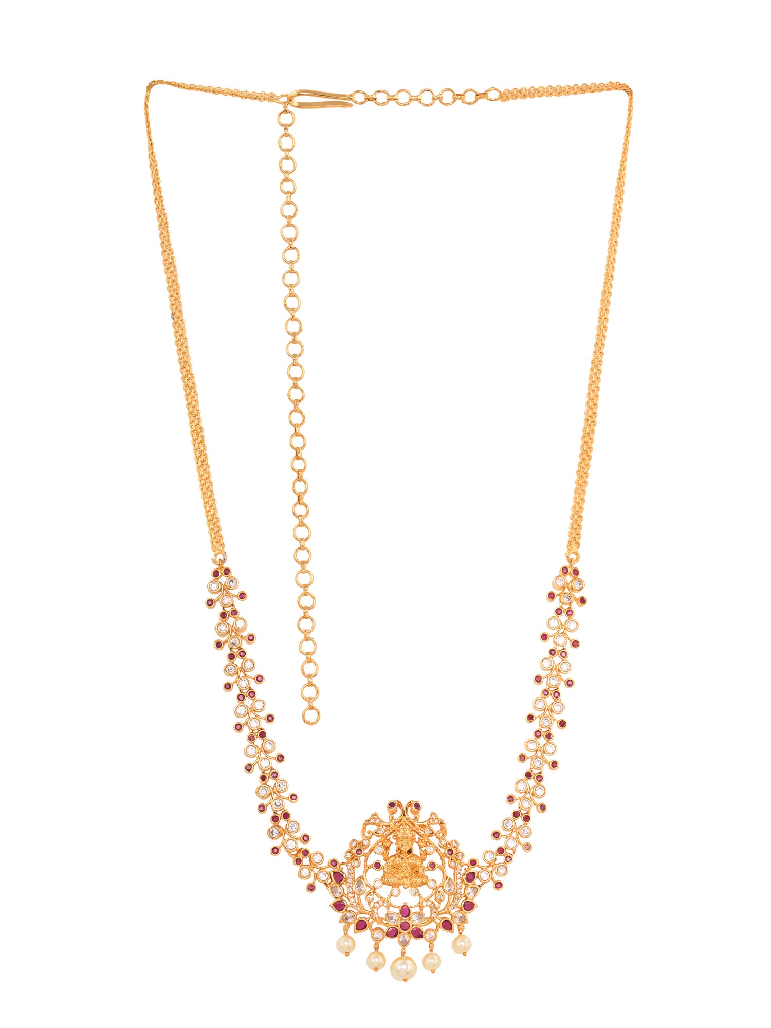 White &Red Gold plated AD Studded Temple Kamarbandh, zaveri pearls, sale price rs, sale price, sale gold plated, sale gold, sale, rubans, ring, regular price, priyassi jewellery, kushal's - S