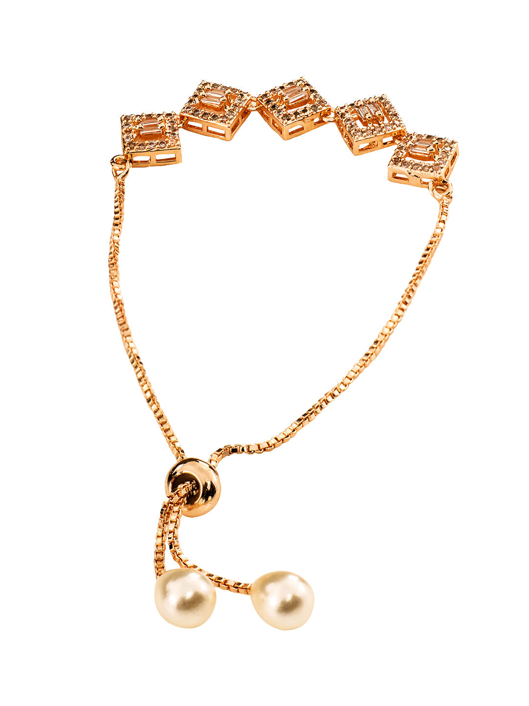 Rose Gold Plated AD Studded Square Shaped Jewellery Set Combo Ring & Bracelet, zaveri pearls, sale price rs, sale price, sale gold plated, sale gold, sale, rubans, ring, regular price, priyas