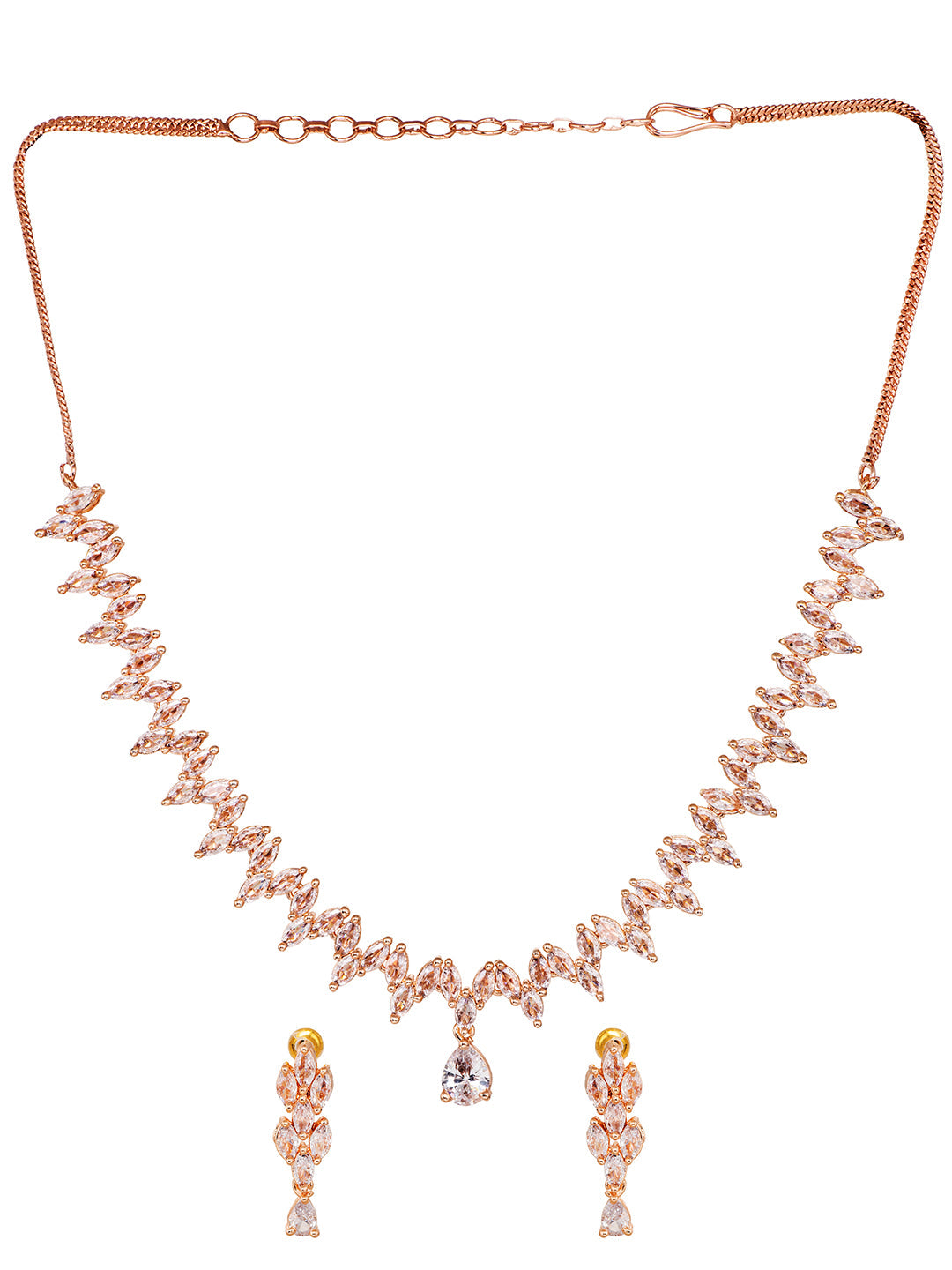 Rose Gold Plated AD Studded Quirky Handcrafted Necklace Jewellery Set, zaveri pearls, sale price rs, sale price, sale gold plated, sale gold, sale, rubans, ring, regular price, priyassi jewel