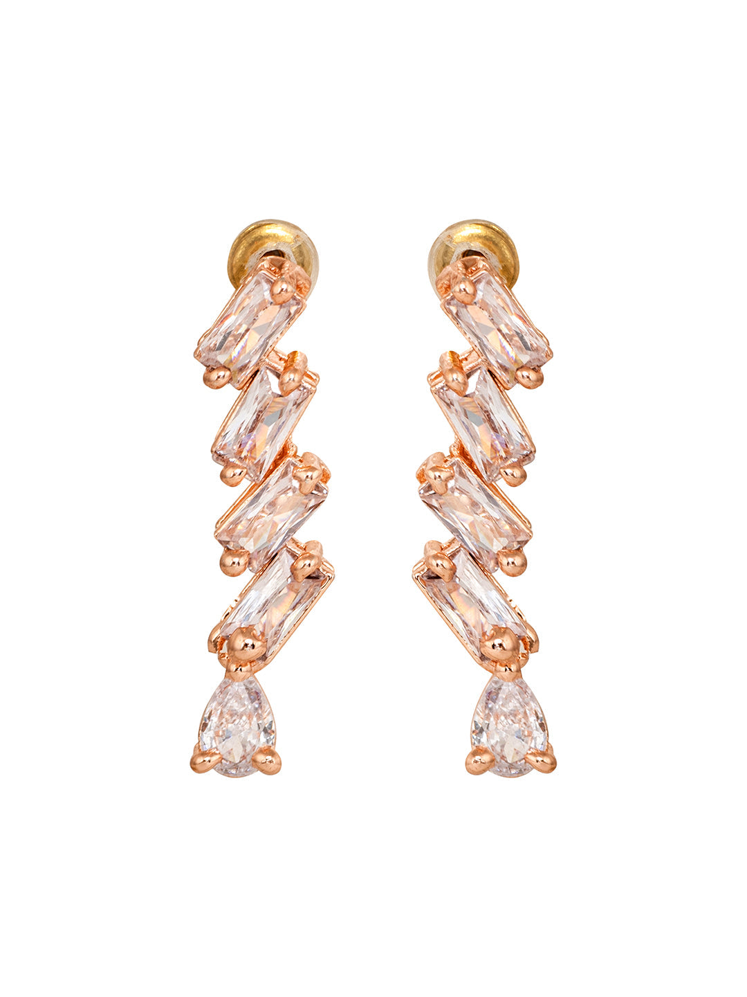 Rose Gold Plated AD Studded Zig Zag Minimal Necklace Jewellery Set, zaveri pearls, sale price rs, sale price, sale gold plated, sale gold, sale, rubans, ring, regular price, priyassi jeweller