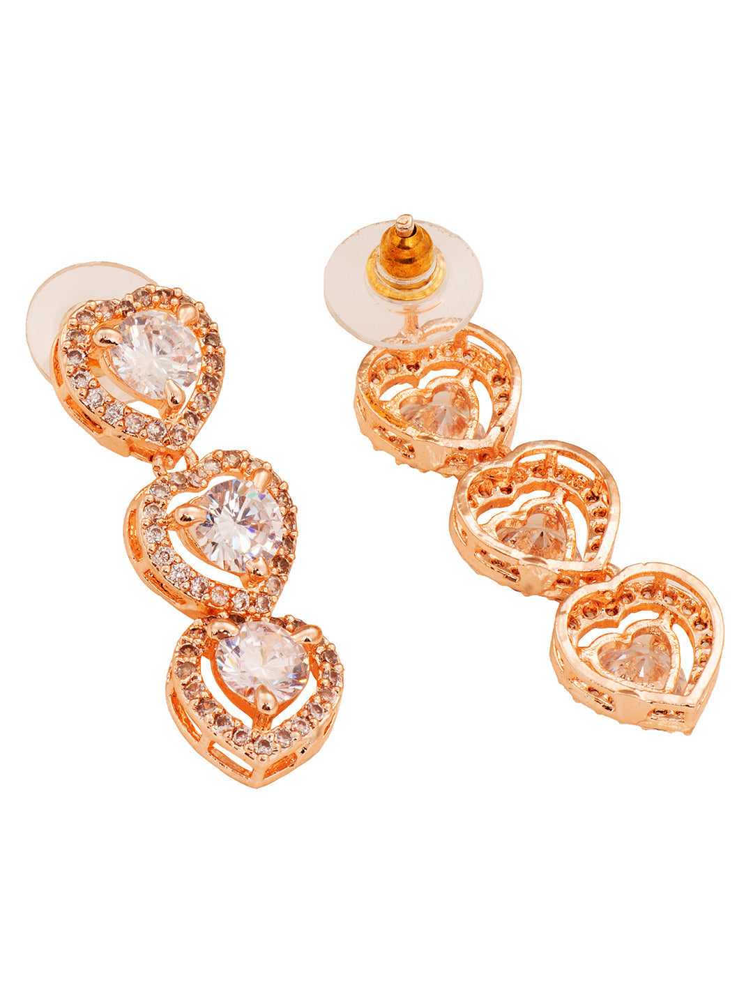 Rose Gold Toned AD Studded Minimal heart Shaped Necklace Jewellery Set Combo, zaveri pearls, sale price rs, sale price, sale gold plated, sale gold, sale, rubans, ring, regular price, priyass