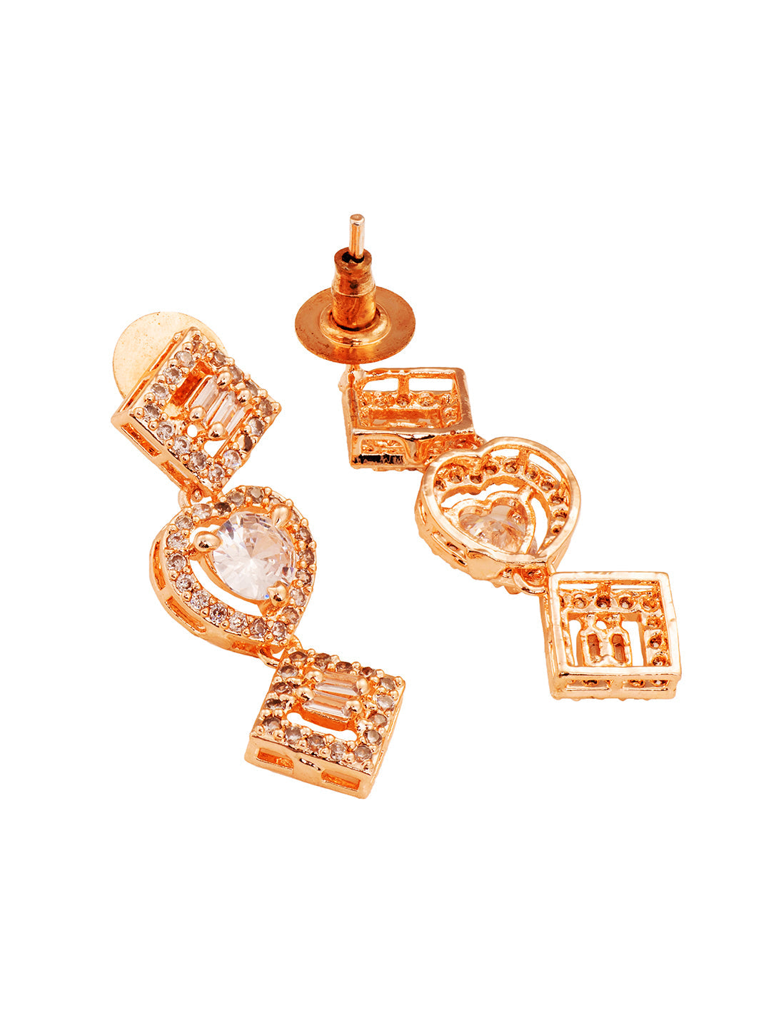 Rose gold Toned AD Studded Minimal Necklace Jewellery Set Combo Wraparound Bracelet, zaveri pearls, sale price rs, sale price, sale gold plated, sale gold, sale, rubans, ring, regular price, 