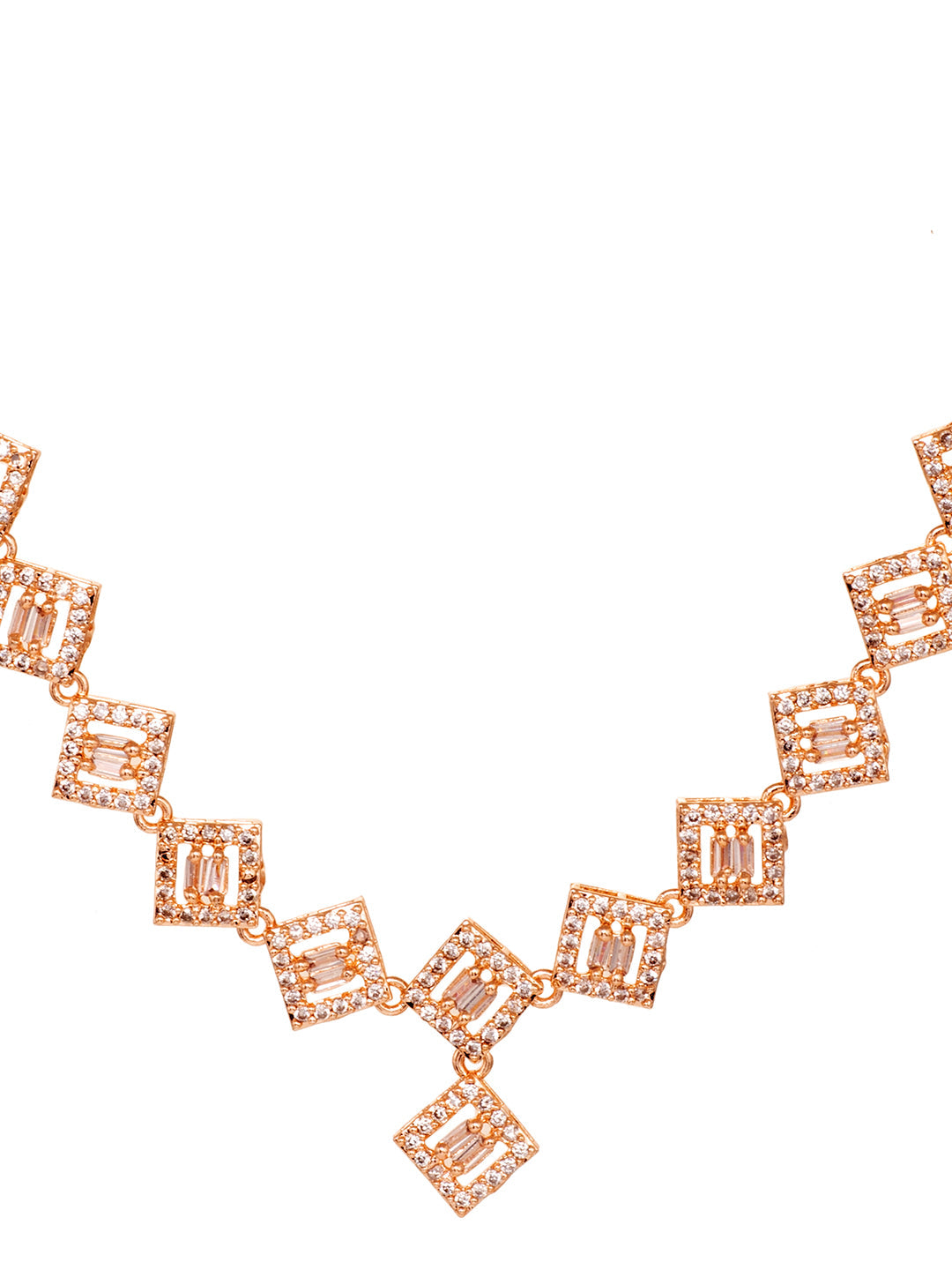 Rose Gold Plated AD Studded Square Shaped Jewellery Set Combo Ring & Bracelet, zaveri pearls, sale price rs, sale price, sale gold plated, sale gold, sale, rubans, ring, regular price, priyas