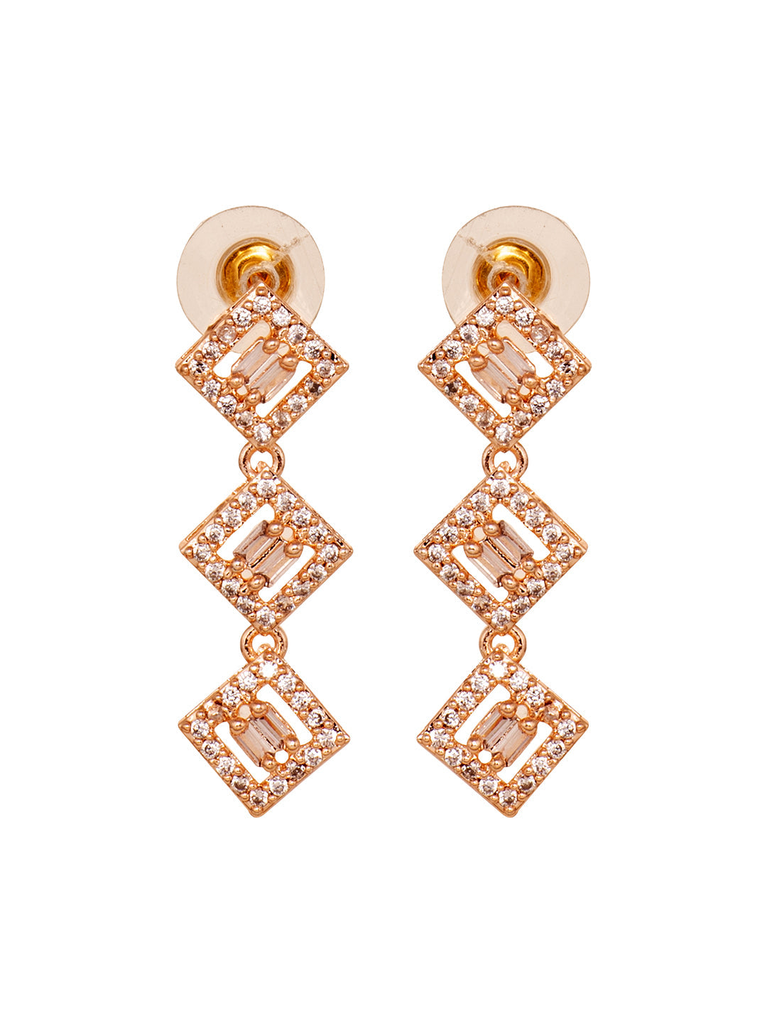 Rose Gold Plated AD Studded Square Shaped Jewellery Set Combo Ring & Bracelet, zaveri pearls, sale price rs, sale price, sale gold plated, sale gold, sale, rubans, ring, regular price, priyas