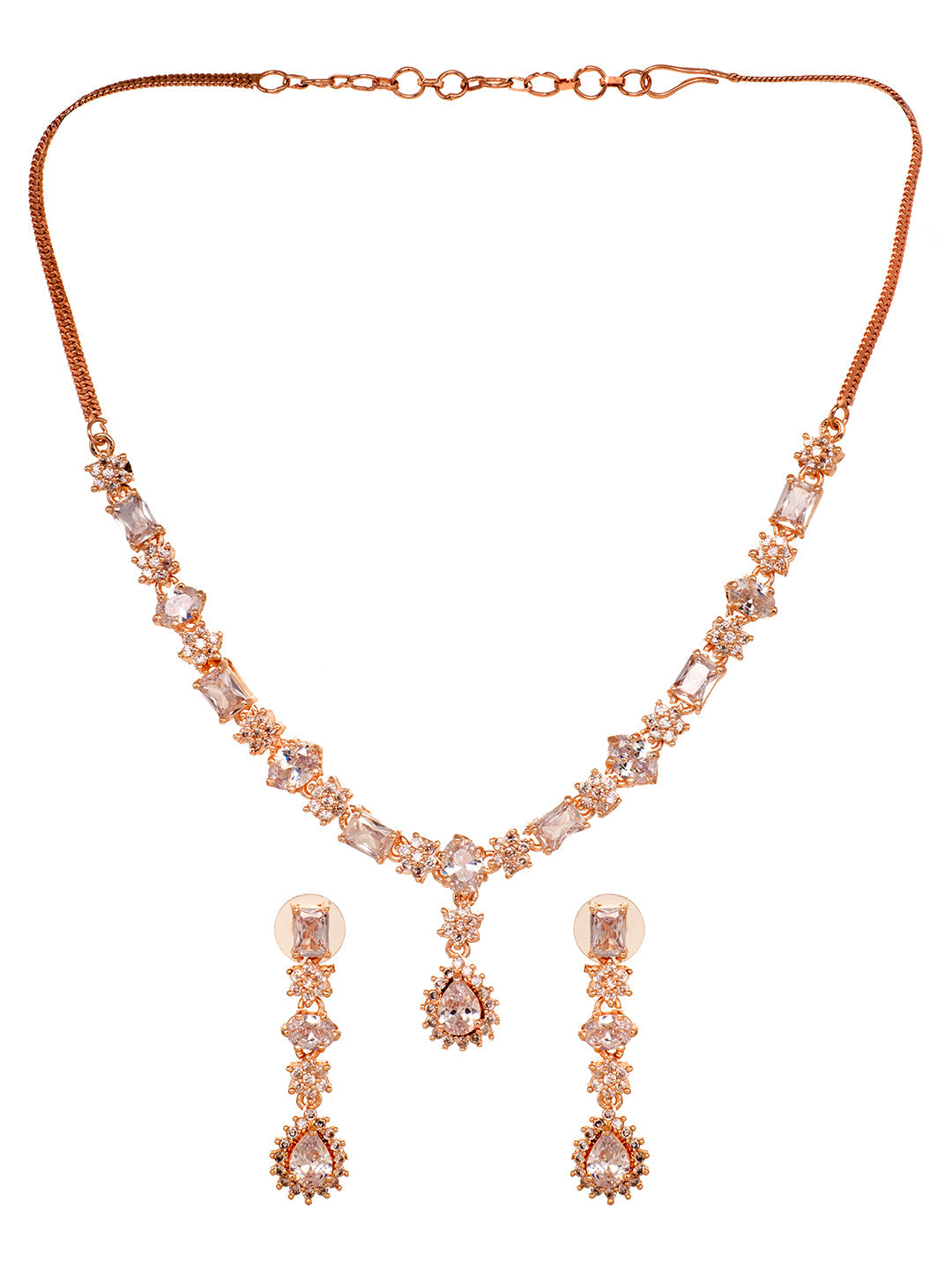Rose Gold Plated AD Studded Designer Jewellery Set Combo, zaveri pearls, sale price rs, sale price, sale gold plated, sale gold, sale, rubans, ring, regular price, priyassi jewellery, kushal'