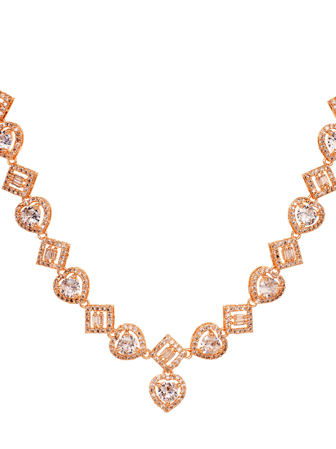 Rose gold Toned AD Studded Minimal Necklace Jewellery Set Combo Wraparound Bracelet, zaveri pearls, sale price rs, sale price, sale gold plated, sale gold, sale, rubans, ring, regular price, 