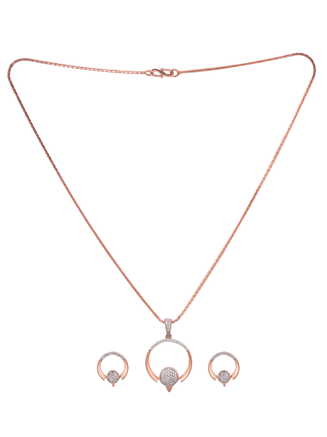 Rose gold Plated Circular Pendant Necklace Set, zaveri pearls, sale price rs, sale price, sale gold plated, sale gold, sale, rubans, ring, regular price, priyassi jewellery, kushal's - Saraf 