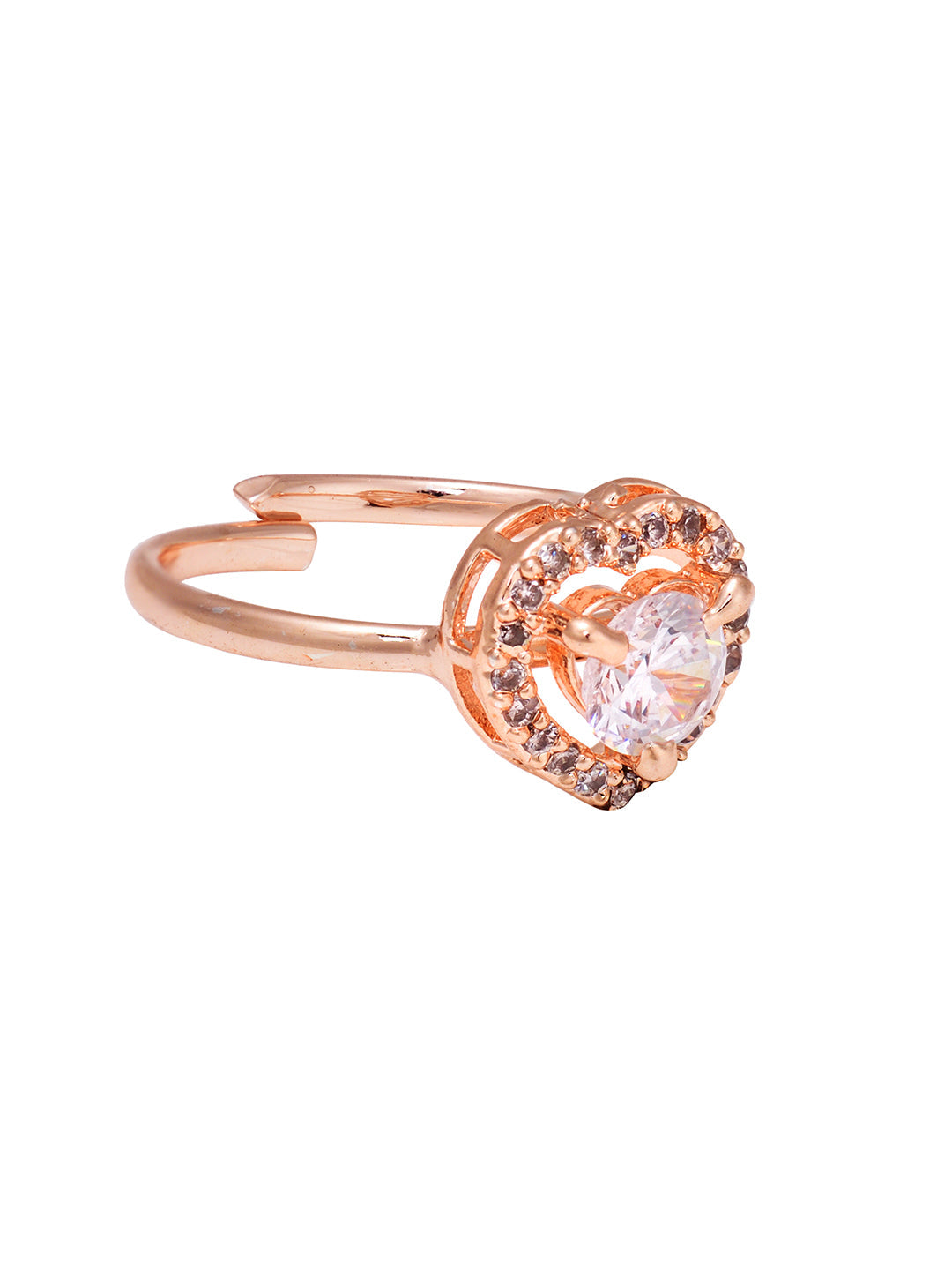 Rose Gold Toned AD Studded Minimal heart Shaped Necklace Jewellery Set Combo, zaveri pearls, sale price rs, sale price, sale gold plated, sale gold, sale, rubans, ring, regular price, priyass