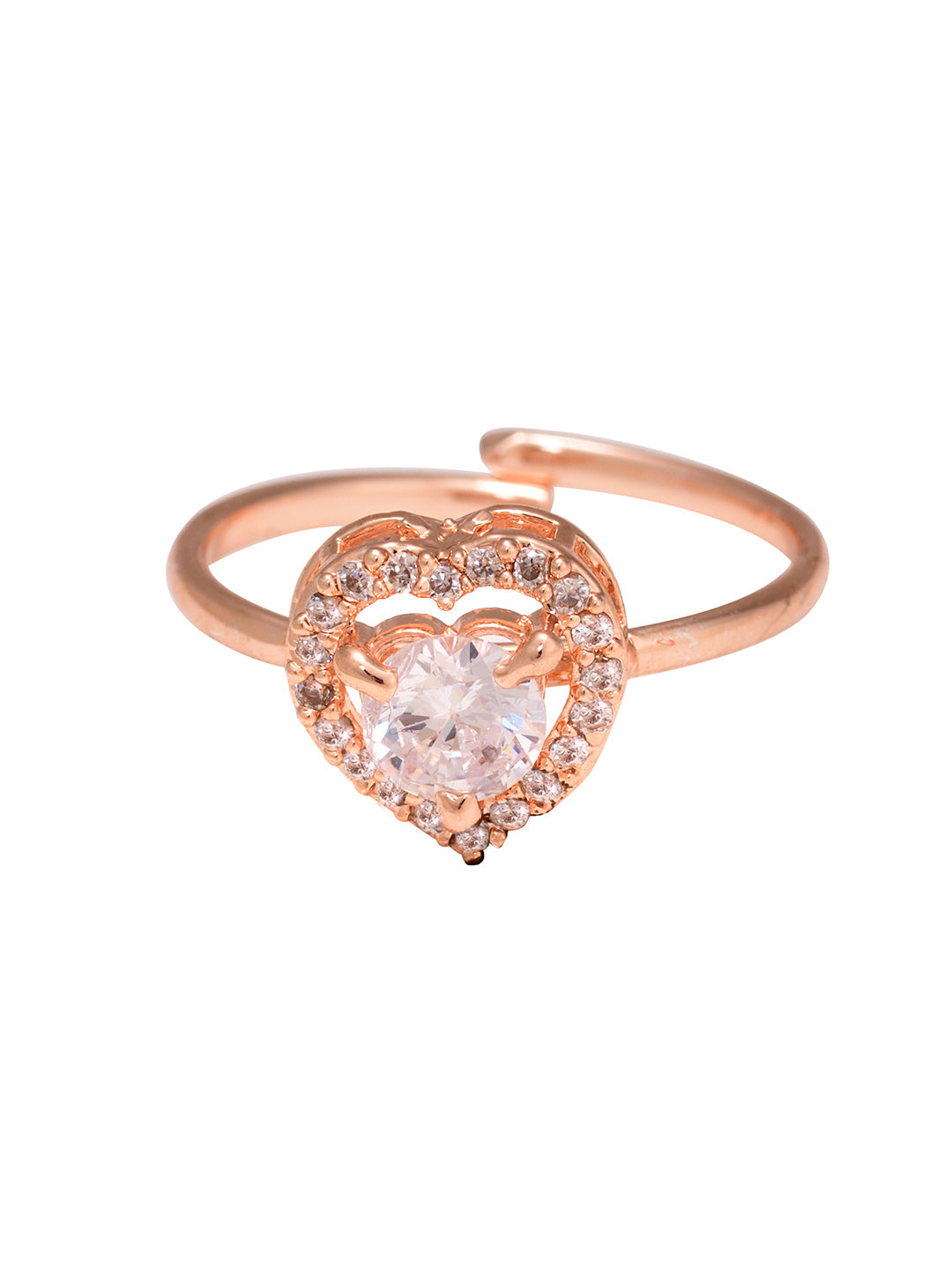 Rose Gold Toned AD Studded Minimal heart Shaped Necklace Jewellery Set Combo, zaveri pearls, sale price rs, sale price, sale gold plated, sale gold, sale, rubans, ring, regular price, priyass