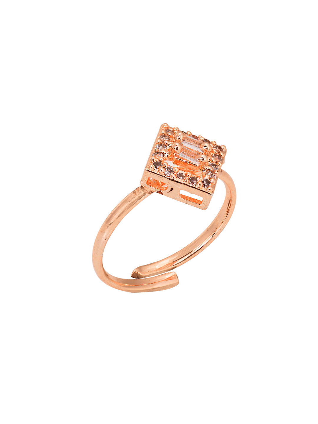 Rose Gold Plated AD Studded Square Shaped Jewellery Set Combo Ring & Bracelet, zaveri pearls, sale price rs, sale price, sale gold plated, sale gold, sale, rubans, ring, regular price, priyas