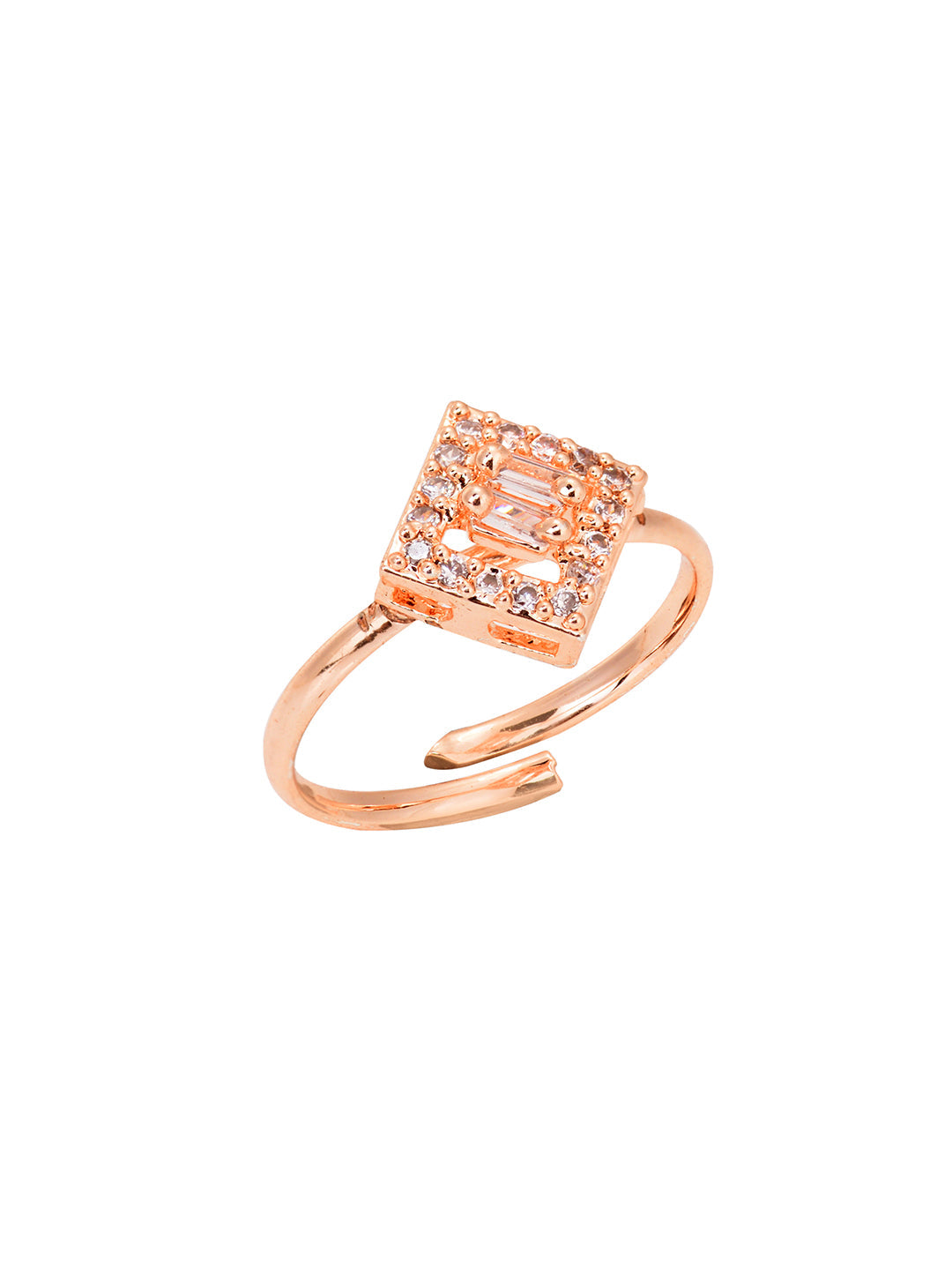 Rose Gold Plated AD Studded Square Shaped Jewellery Set Combo Ring & Bracelet, zaveri pearls, sale price rs, sale price, sale gold plated, sale gold, sale, rubans, ring, regular price, priyas