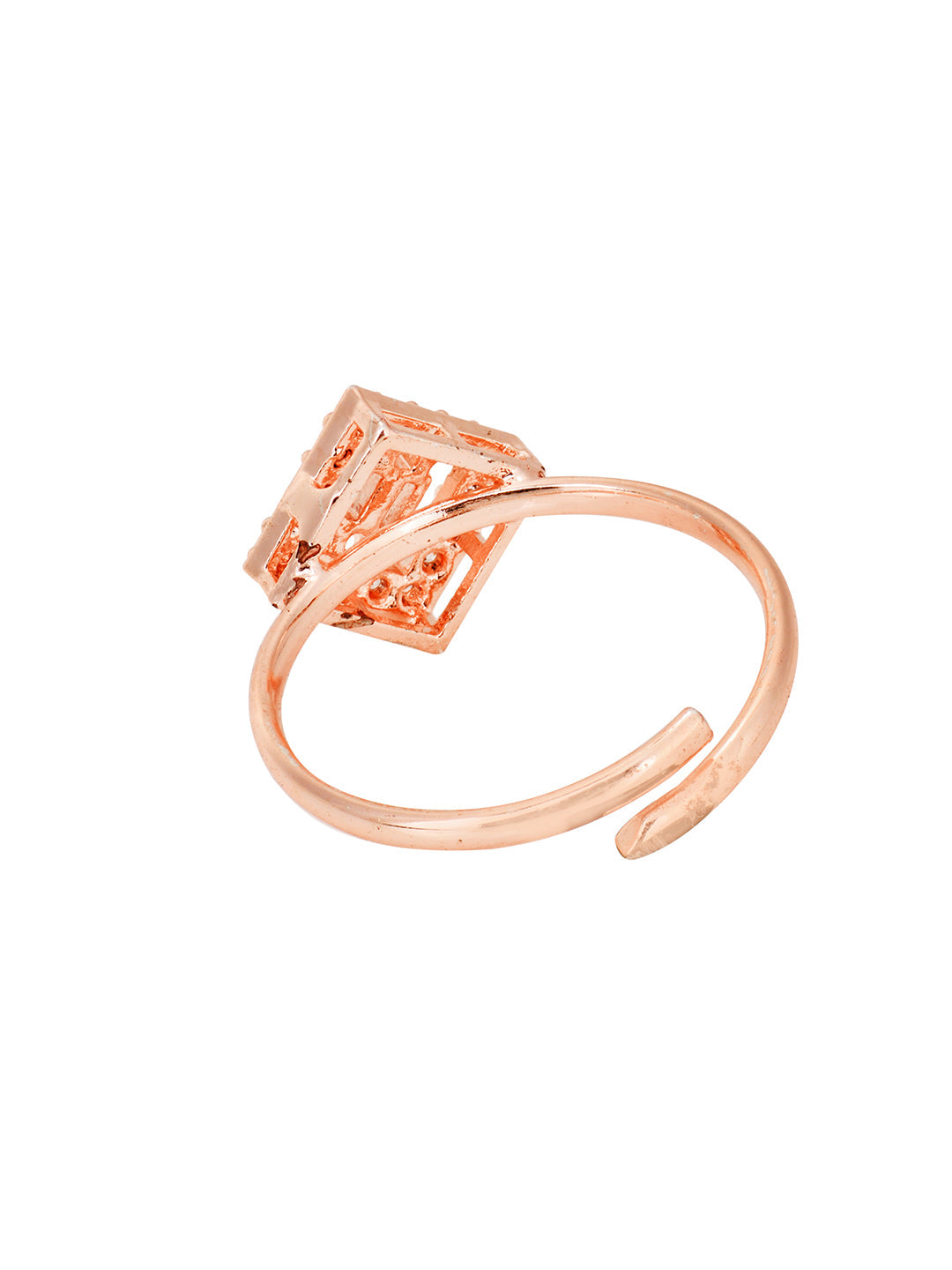 Rose Gold Plated AD Studded Square Shaped Jewellery Set Combo Ring & Bracelet, zaveri pearls, sale price rs, sale price, sale gold plated, sale gold, sale, rubans, ring, regular price, priyas