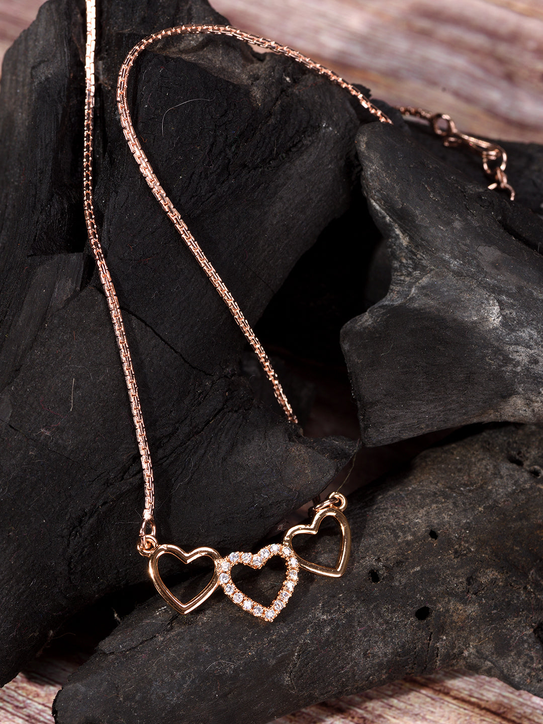 Matt Gold Toned Heart Shaped Minimal Chain Necklace, zaveri pearls, sale price rs, sale price, sale gold plated, sale gold, sale, rubans, ring, regular price, priyassi jewellery, kushal's - S