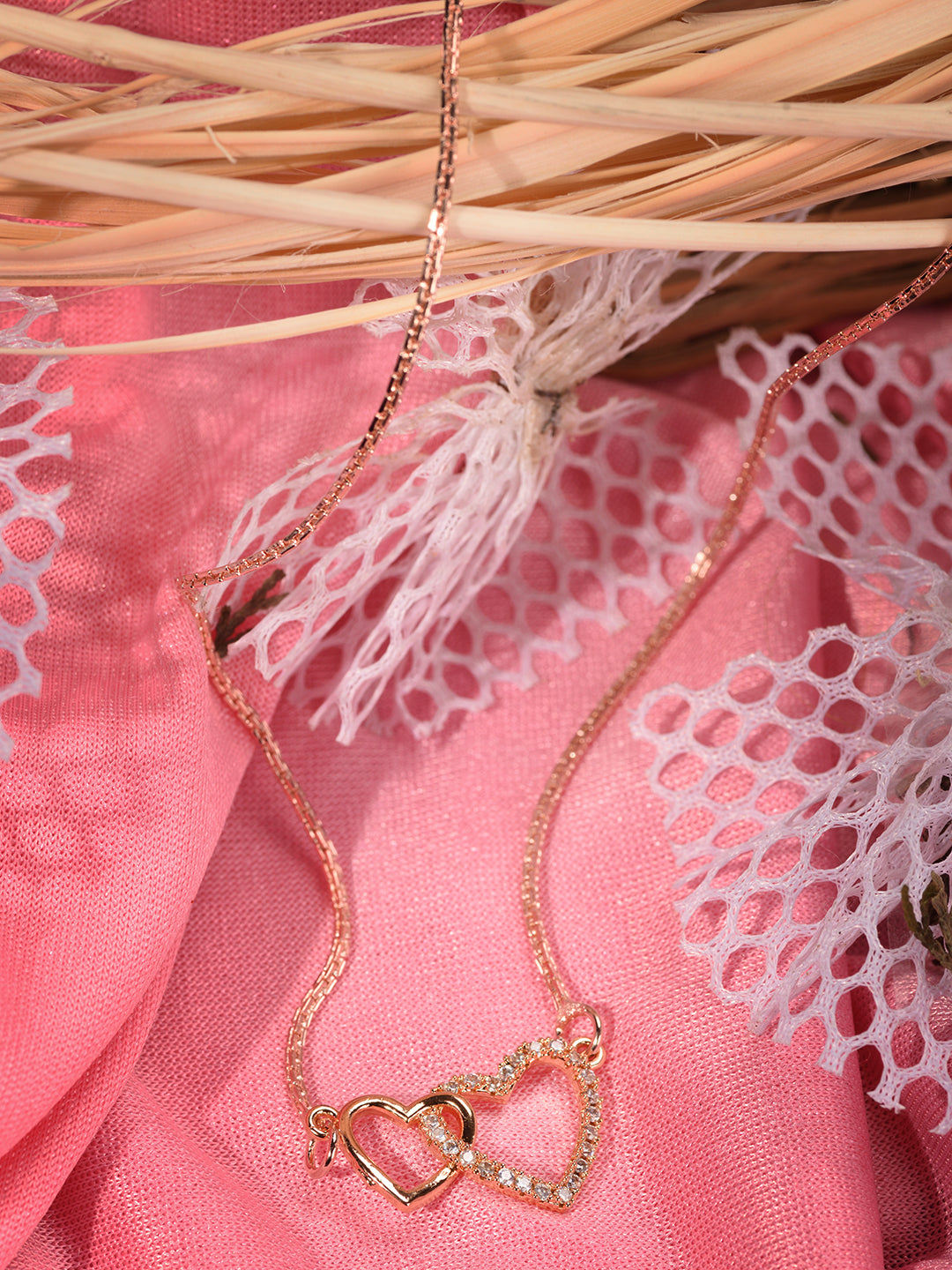 Matt Rose Gold Toned Heart shaped Minimal Chain Necklace, zaveri pearls, sale price rs, sale price, sale gold plated, sale gold, sale, rubans, ring, regular price, priyassi jewellery, kushal'