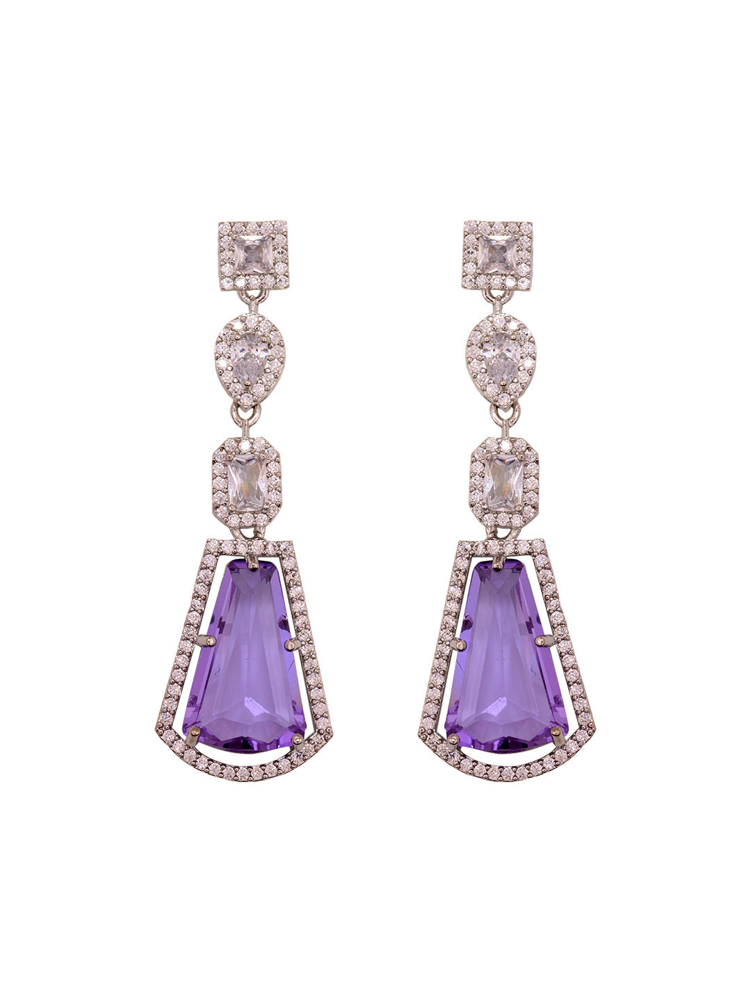 Silver Toned Lavender AD Studded Necklace Jewellery Set, zaveri pearls, sale price rs, sale price, sale gold plated, sale gold, sale, rubans, ring, regular price, priyassi jewellery, kushal's