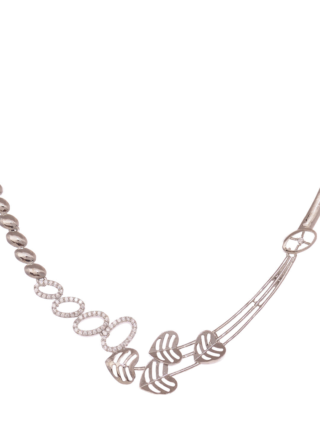 White Silver Toned AD Studded Heart Shape Necklace Jewellery Set, zaveri pearls, sale price rs, sale price, sale gold plated, sale gold, sale, rubans, ring, regular price, priyassi jewellery,