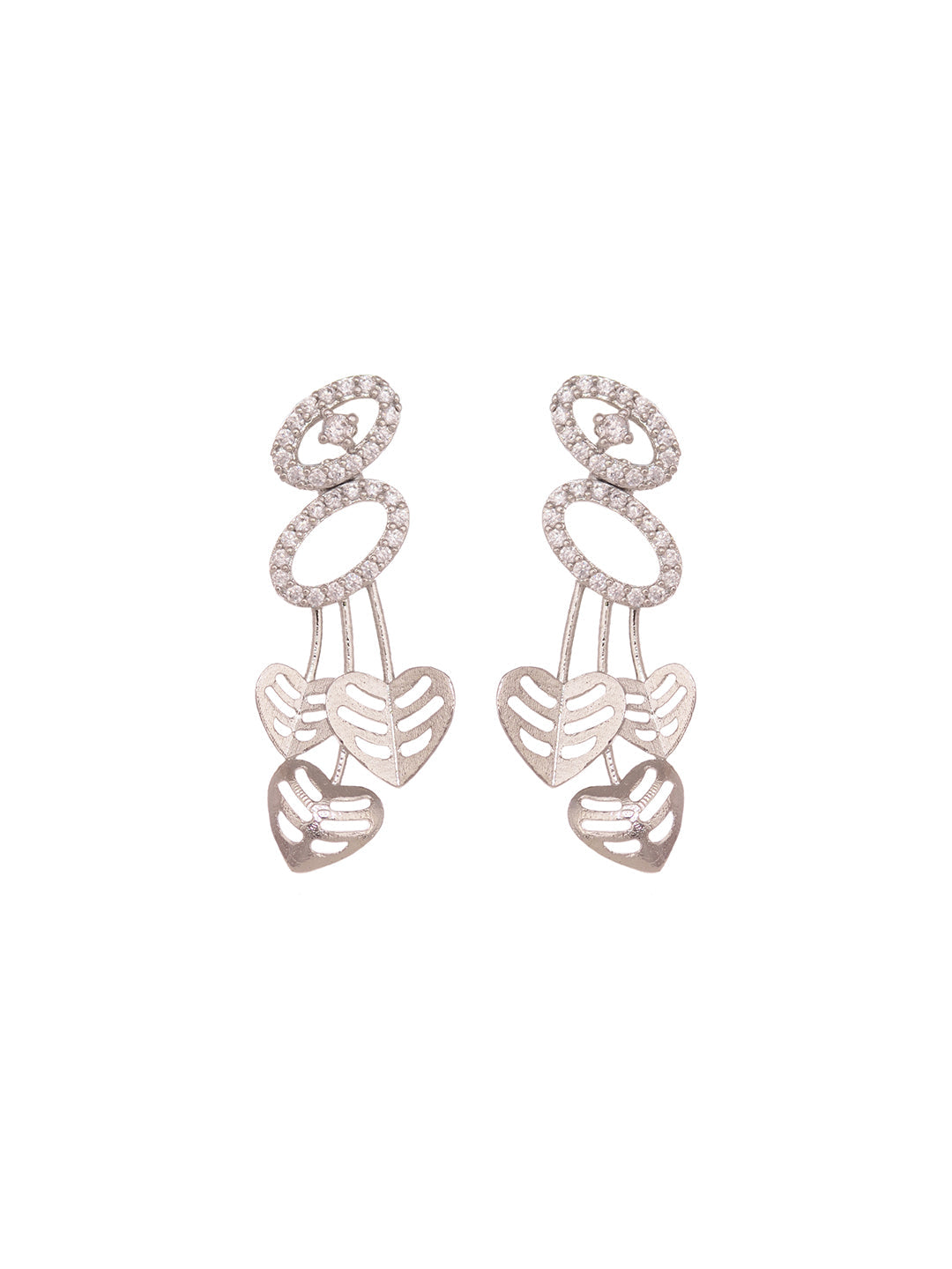 White Silver Toned AD Studded Heart Shape Necklace Jewellery Set, zaveri pearls, sale price rs, sale price, sale gold plated, sale gold, sale, rubans, ring, regular price, priyassi jewellery,