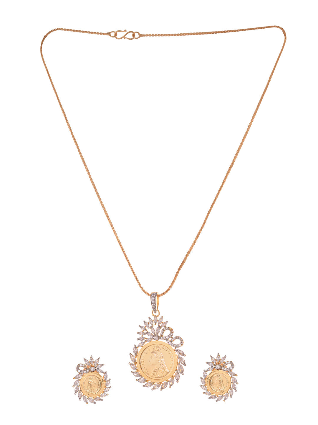 Gold Plated AD Queen Victoria Ginni Locket Jewellery Set, zaveri pearls, sale price rs, sale price, sale gold plated, sale gold, sale, rubans, ring, regular price, priyassi jewellery, kushal'