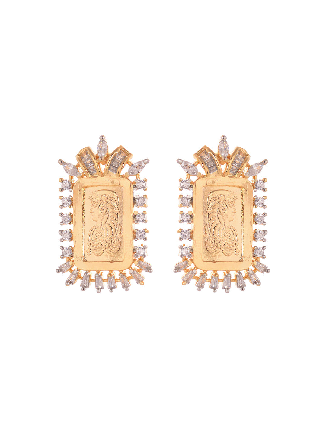 Gold Toned AD Rectangular Ginni Locket Jewellery Set, zaveri pearls, sale price rs, sale price, sale gold plated, sale gold, sale, rubans, ring, regular price, priyassi jewellery, kushal's - 