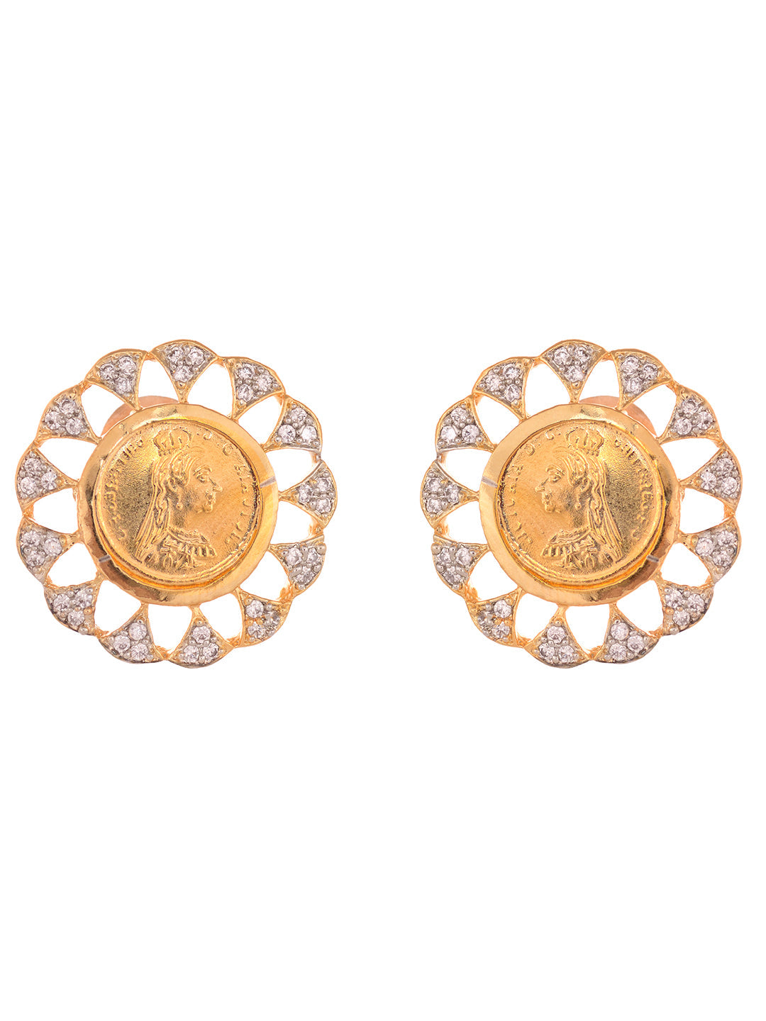 Gold Toned AD Round Ginni Statement Locket Jewellery Set, zaveri pearls, sale price rs, sale price, sale gold plated, sale gold, sale, rubans, ring, regular price, priyassi jewellery, kushal'