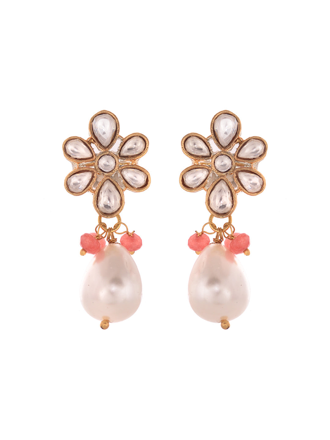 Gold Plated AD Studded Kundan natural Pearl beaded Choker Jewellery Set, zaveri pearls, sale price rs, sale price, sale gold plated, sale gold, sale, rubans, ring, regular price, priyassi jew