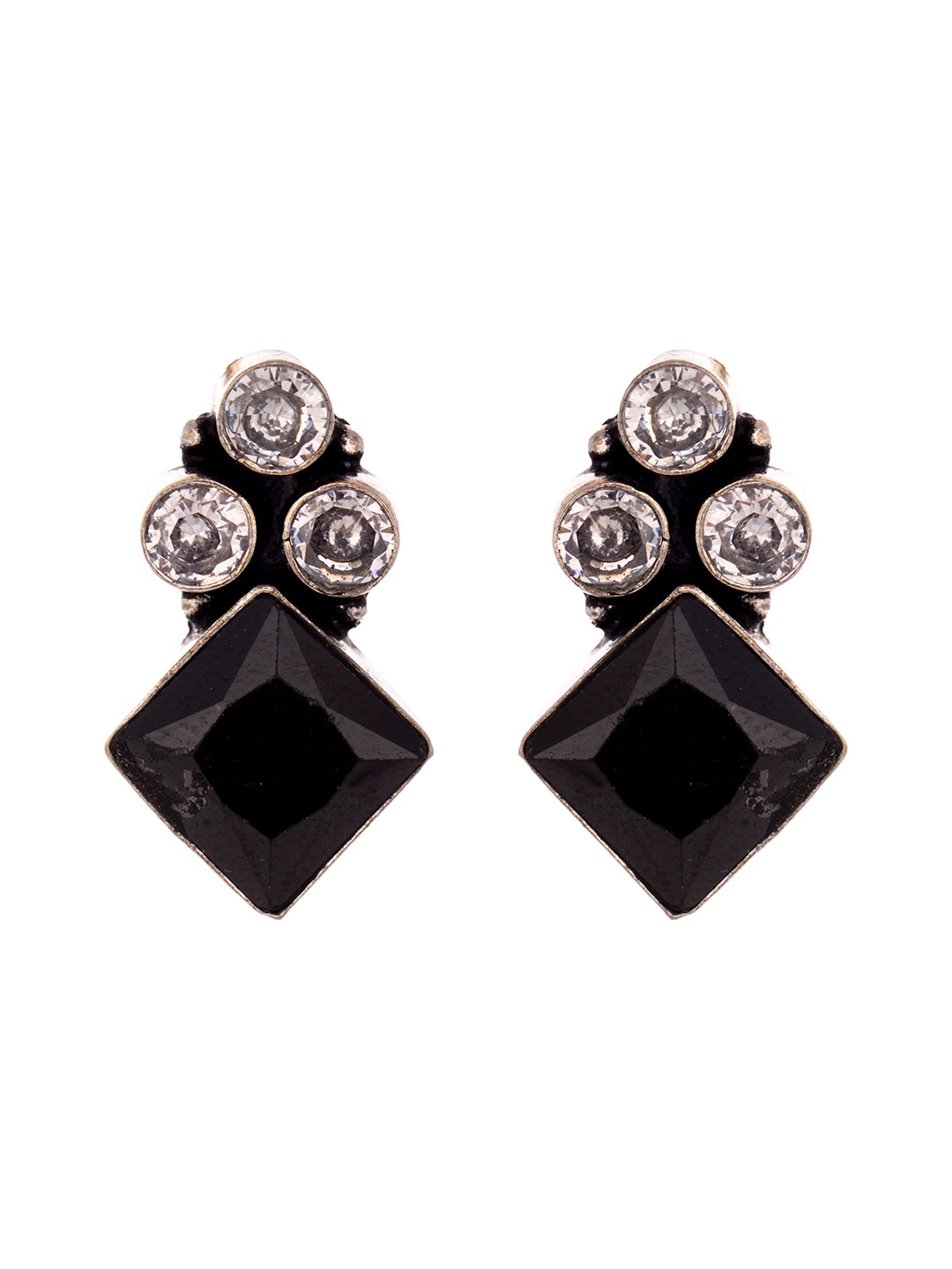 Silver Oxidised Black stone studded Minimal studd Earring, zaveri pearls, sale price rs, sale price, sale gold plated, sale gold, sale, rubans, ring, regular price, priyassi jewellery, kushal