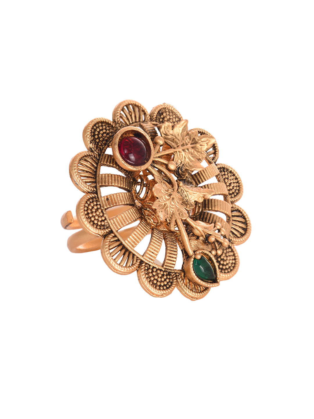 Gold Plated Multi Ethnic Finger Ring, zaveri pearls, sale price rs, sale price, sale gold plated, sale gold, sale, rubans, ring, regular price, priyassi jewellery, kushal's - Saraf RS Jewelle