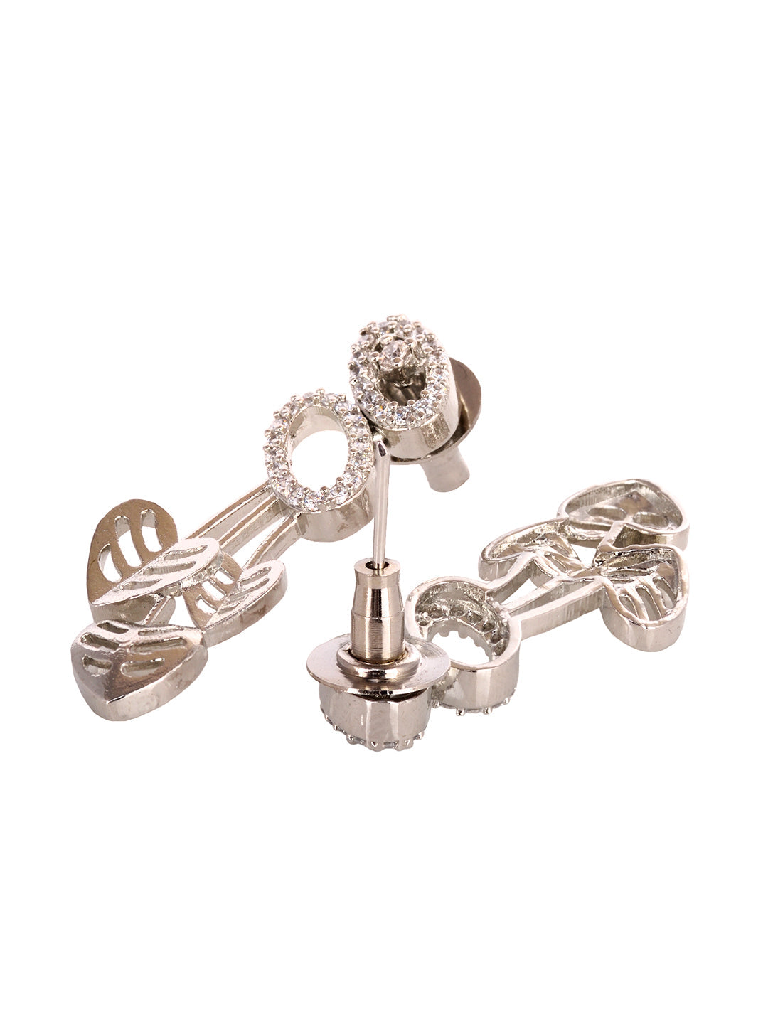 White Silver Toned AD Studded Heart Shape Necklace Jewellery Set, zaveri pearls, sale price rs, sale price, sale gold plated, sale gold, sale, rubans, ring, regular price, priyassi jewellery,