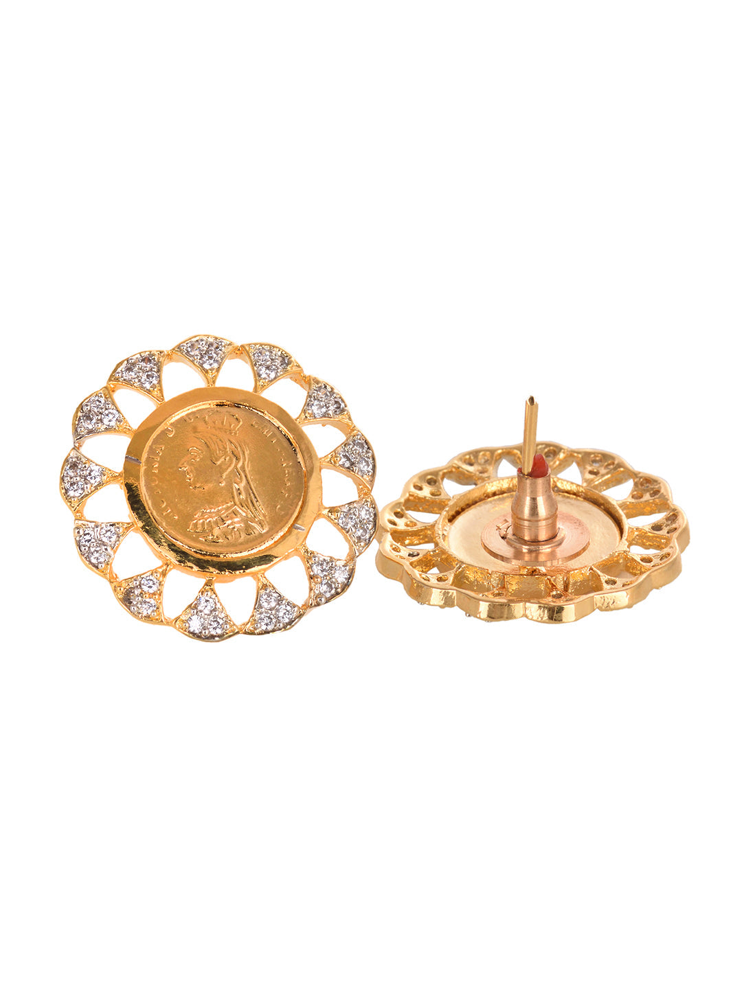 Gold Toned AD Round Ginni Statement Locket Jewellery Set, zaveri pearls, sale price rs, sale price, sale gold plated, sale gold, sale, rubans, ring, regular price, priyassi jewellery, kushal'