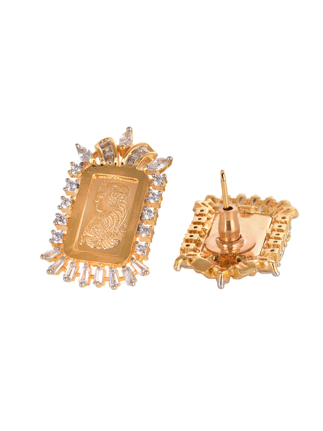 Gold Toned AD Rectangular Ginni Locket Jewellery Set, zaveri pearls, sale price rs, sale price, sale gold plated, sale gold, sale, rubans, ring, regular price, priyassi jewellery, kushal's - 