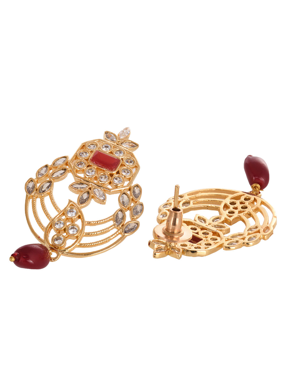 Gold Plated Polki AD studded Red Beads Maala Necklace Set, zaveri pearls, sale price rs, sale price, sale gold plated, sale gold, sale, rubans, ring, regular price, priyassi jewellery, kushal