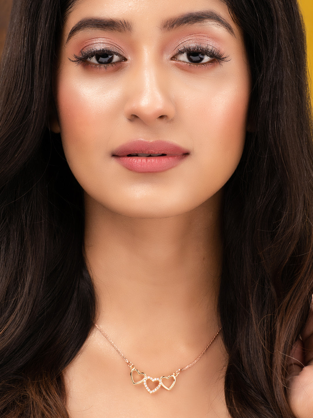 Matt Gold Toned Heart Shaped Minimal Chain Necklace, zaveri pearls, sale price rs, sale price, sale gold plated, sale gold, sale, rubans, ring, regular price, priyassi jewellery, kushal's - S