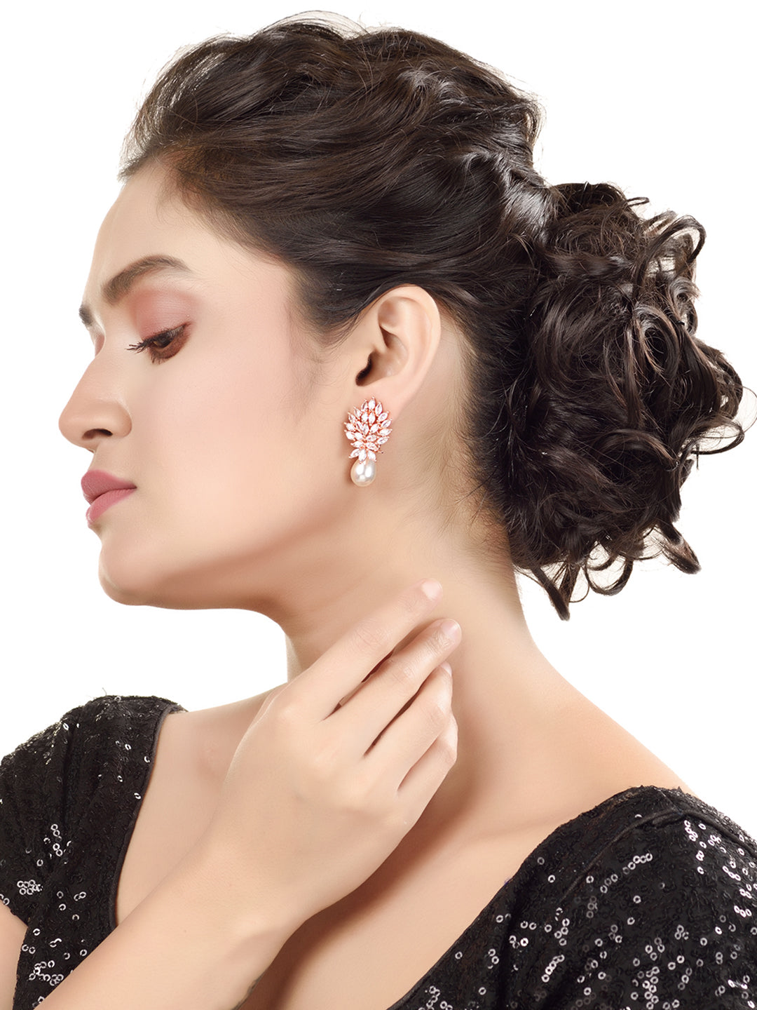 Luxurious Diamond Pearl Drop Earring High Quality White Pearl AD studded, zaveri pearls, sale price rs, sale price, sale gold plated, sale gold, sale, rubans, ring, regular price, priyassi je