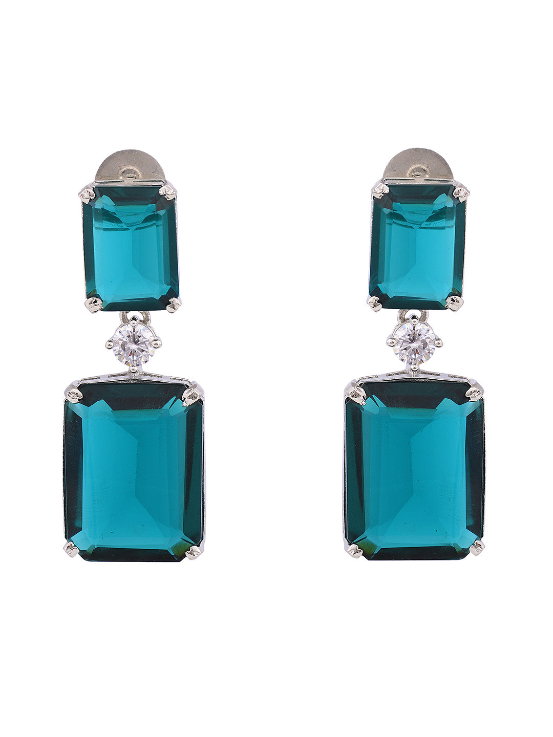 SilverPlated Green Square Drop Earrings, zaveri pearls, sale price rs, sale price, sale gold plated, sale gold, sale, rubans, ring, regular price, priyassi jewellery, kushal's - Saraf RS Jewe