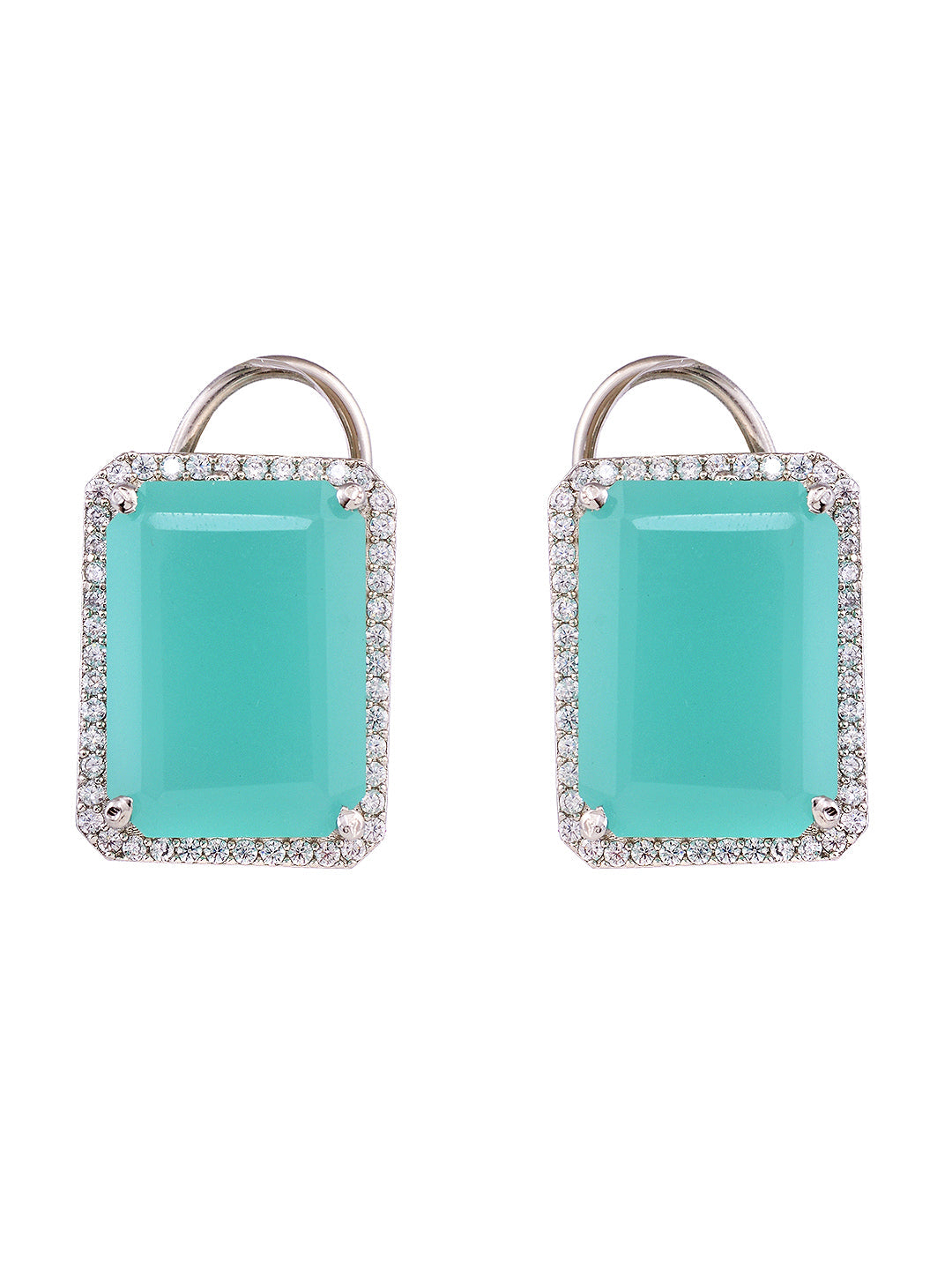 Sea Green Square Studs Earrings, zaveri pearls, sale price rs, sale price, sale gold plated, sale gold, sale, rubans, ring, regular price, priyassi jewellery, kushal's - Saraf RS Jewellery
