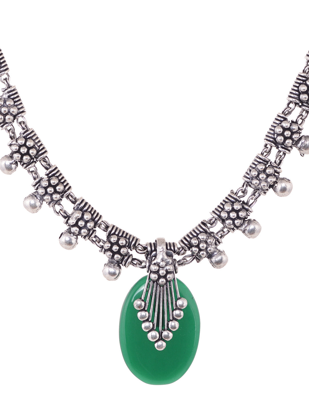 Oxidised Silver Plated Green stone studded Statement Necklace Jewellery Set, zaveri pearls, sale price rs, sale price, sale gold plated, sale gold, sale, rubans, ring, regular price, priyassi