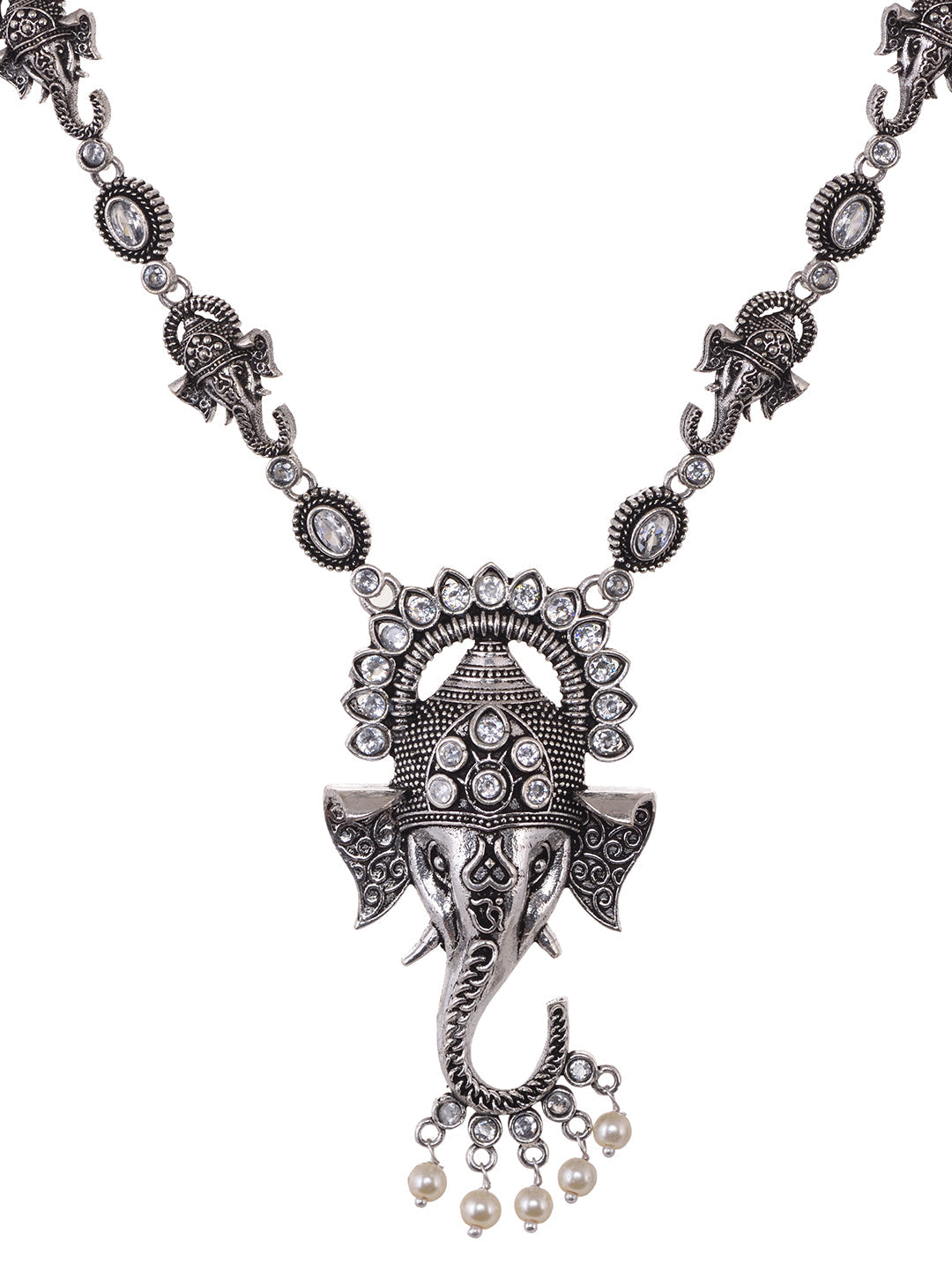 Oxidised Silver Plated & Beaded Lord Ganesha Necklace Jewellery Set, zaveri pearls, sale price rs, sale price, sale gold plated, sale gold, sale, rubans, ring, regular price, priyassi jewelle
